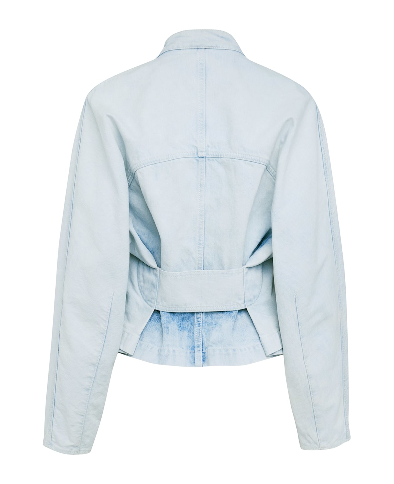 Alaia Round Denim Jacket - BLEU GIVRE
