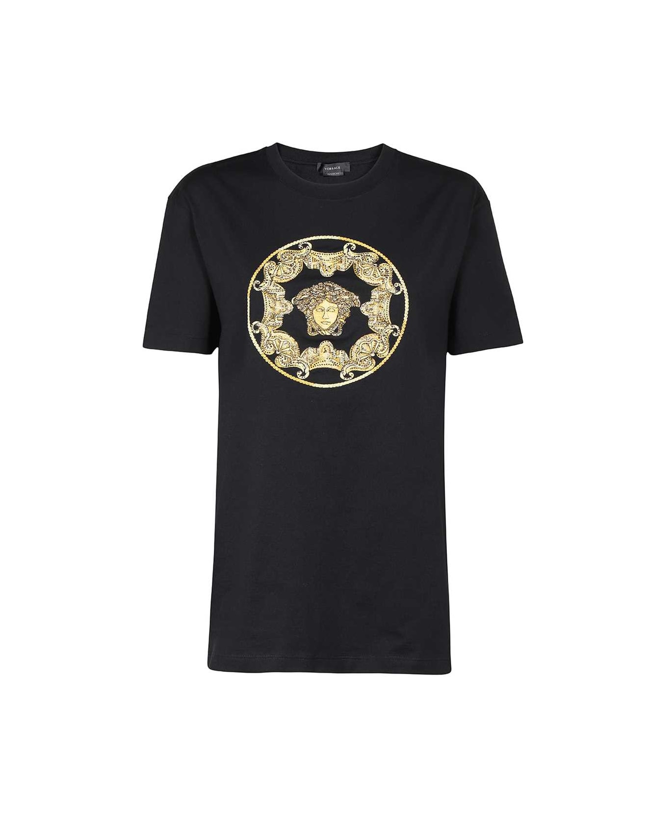 Versace Logo Cotton T-shirt - black