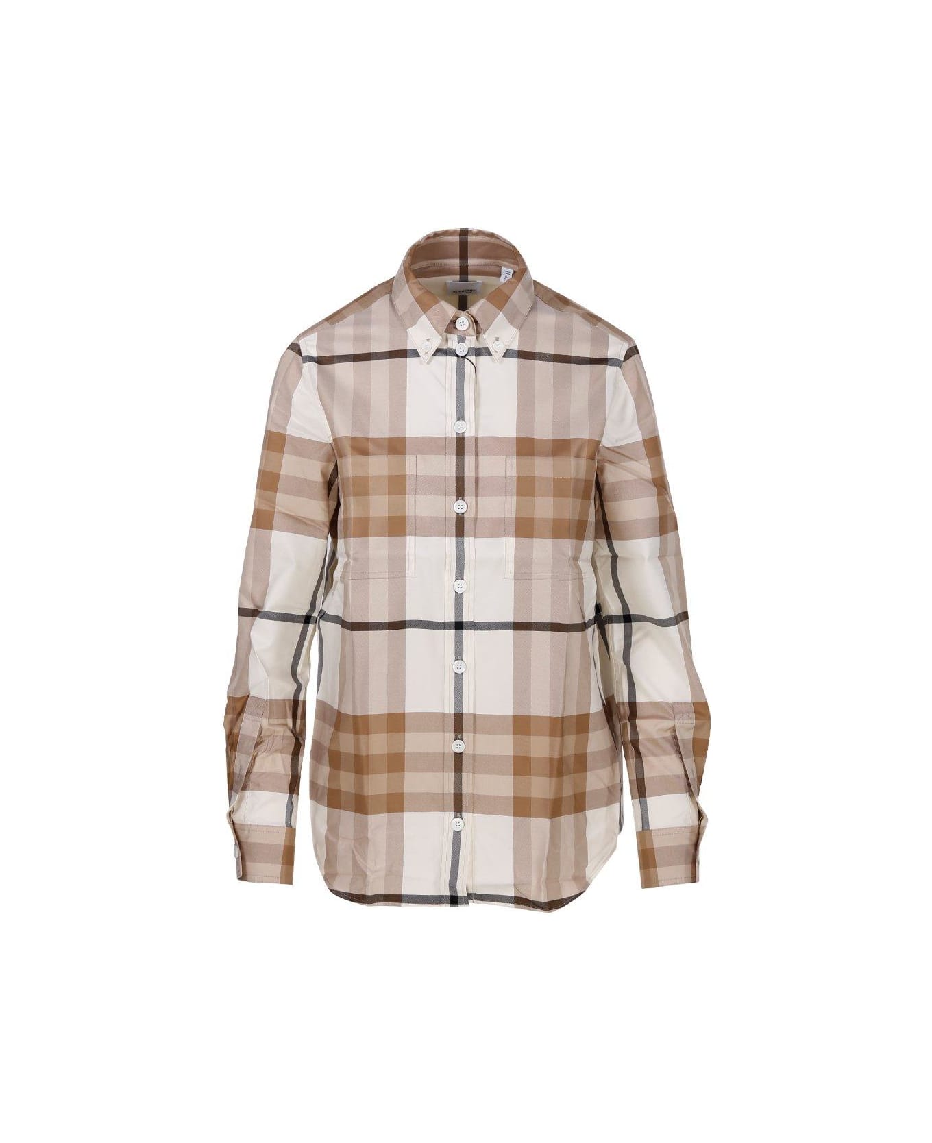 Burberry Checked Long-sleeved Shirt - Bianco e Beige シャツ
