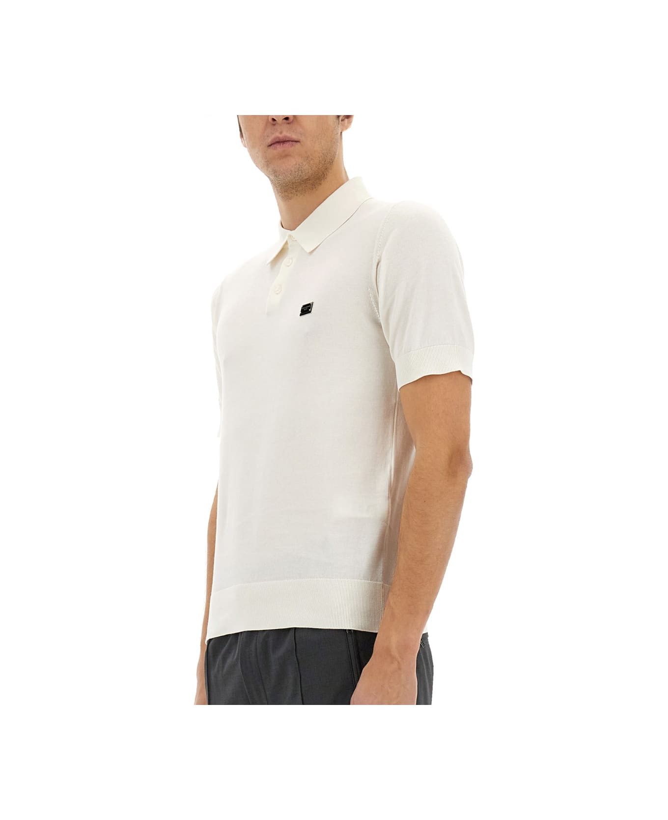 Dolce & Gabbana Polo With Logo - Bianco