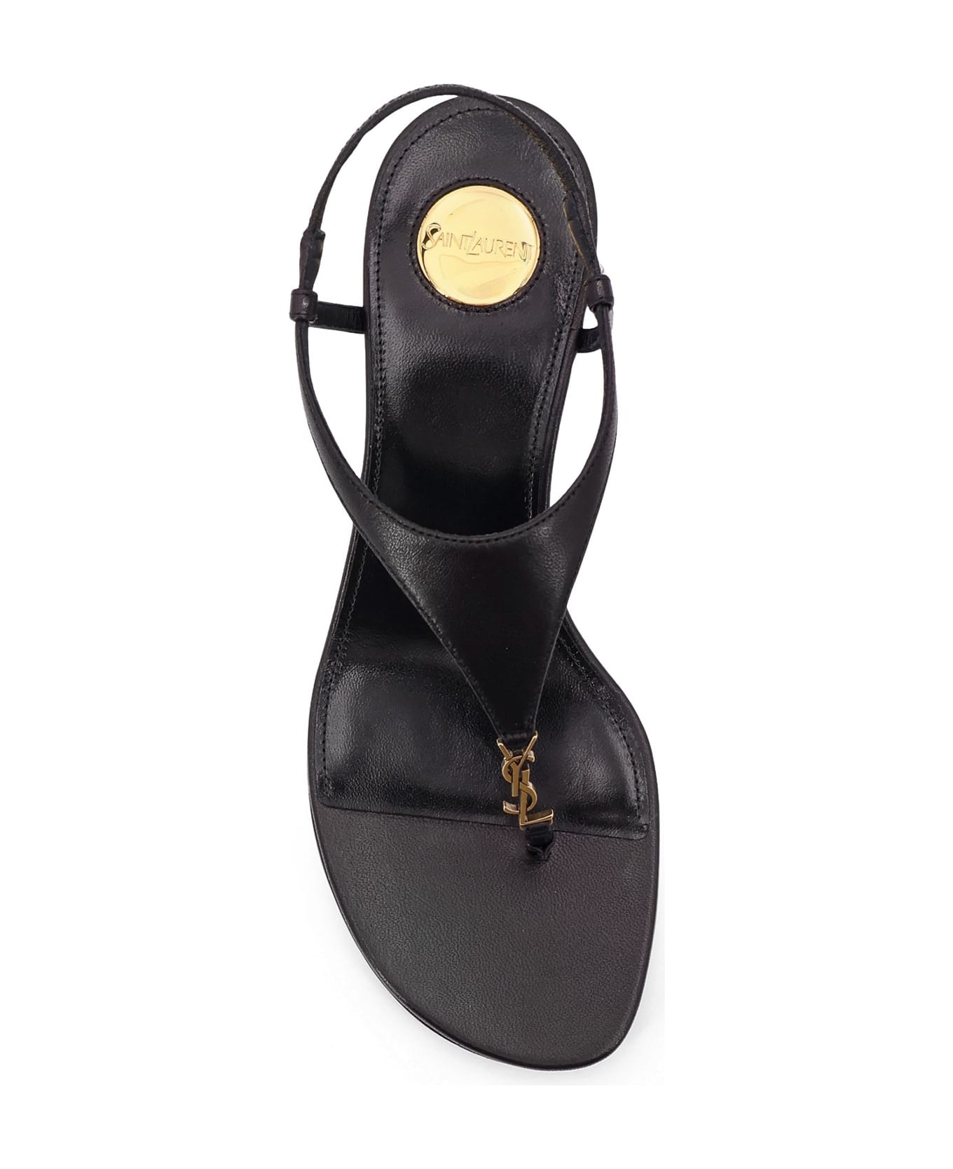Saint Laurent Bridget 40 Rive Gauche Leather Sandals - Black