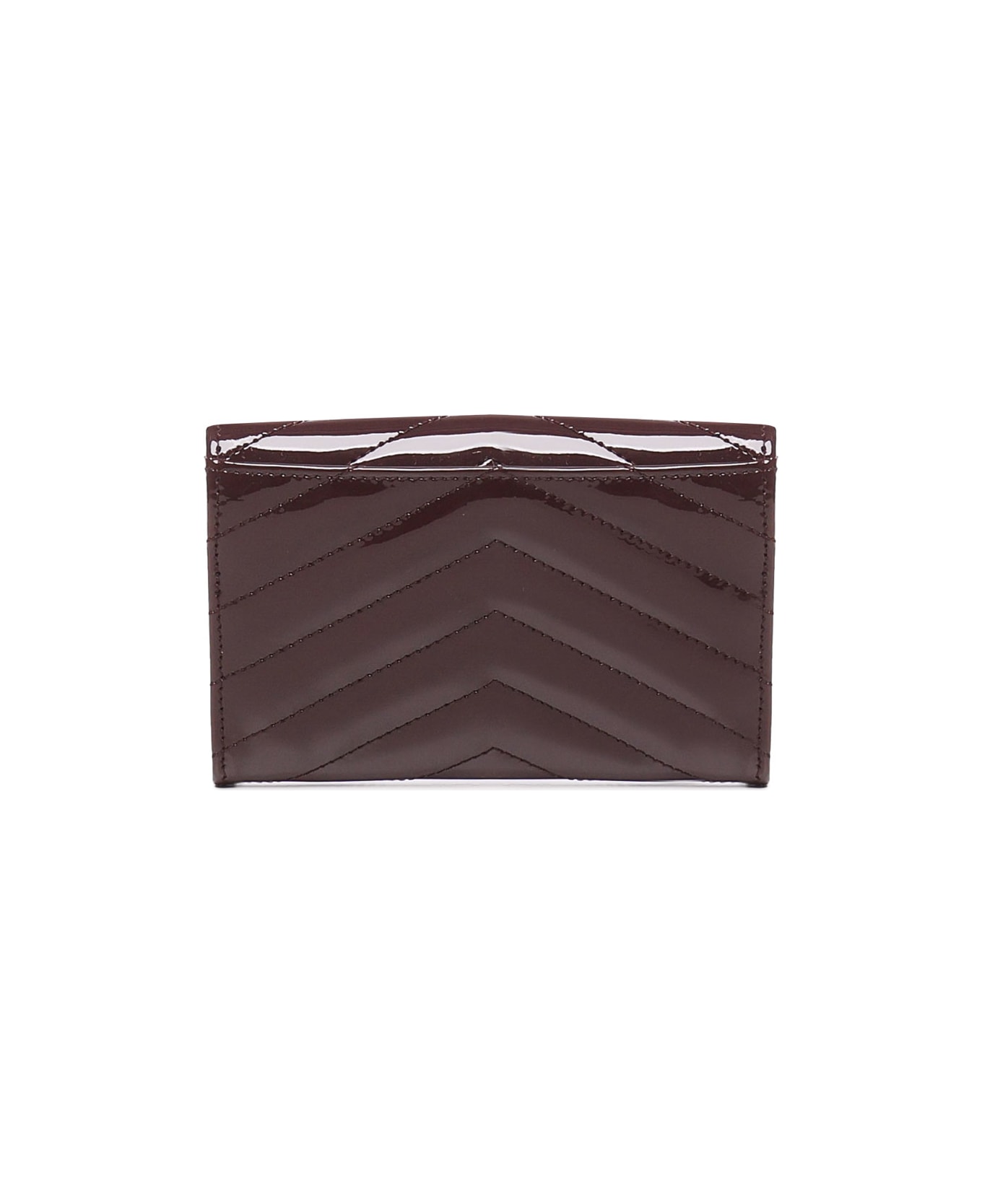 Saint Laurent Cassandre Multi-fold Wallet In Patent Leather - Brown