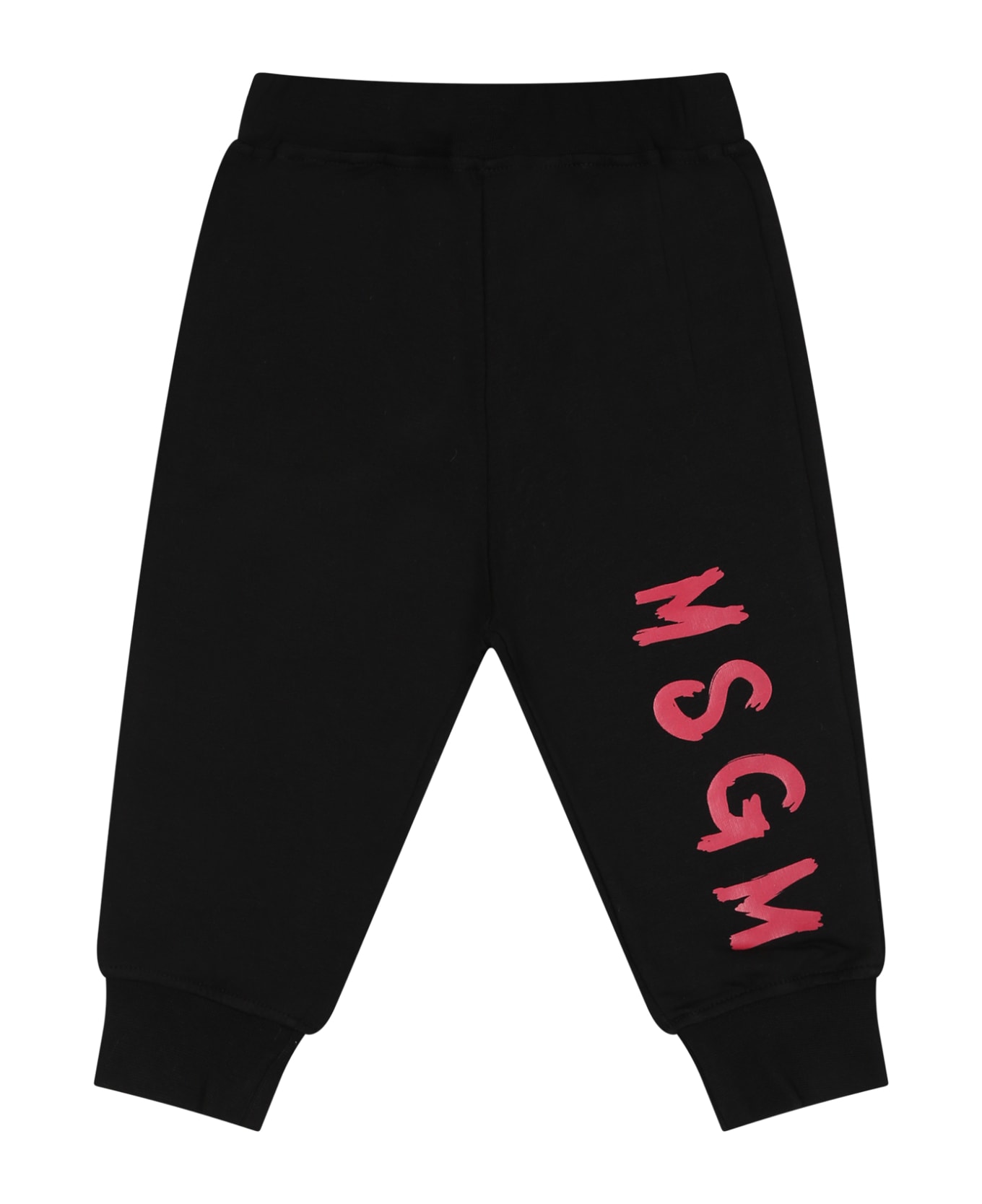 MSGM Black Trousers classics For Baby Girl With Logo - Black