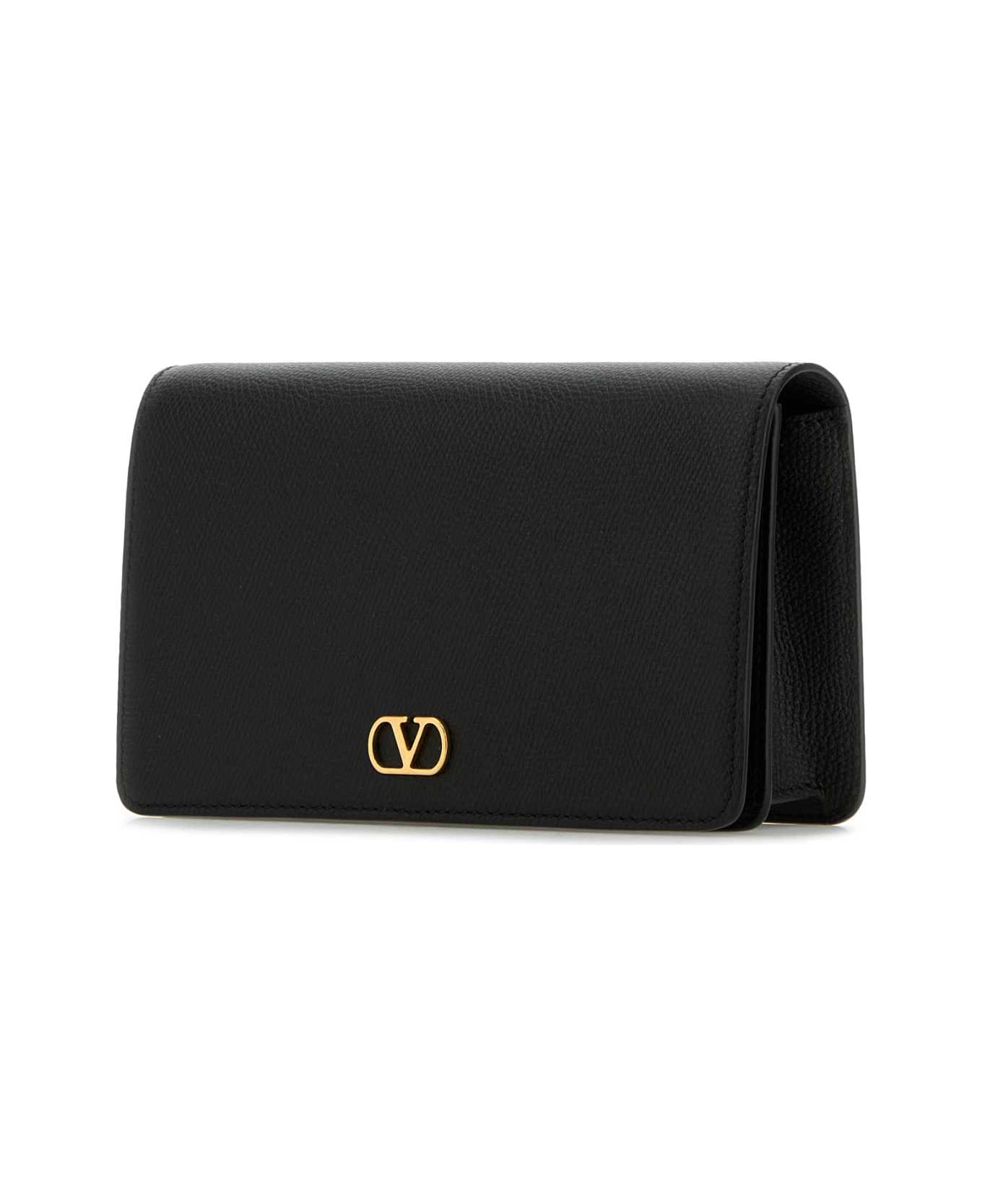 Valentino Garavani Black Leather Vlogo Signature Clutch - NERO