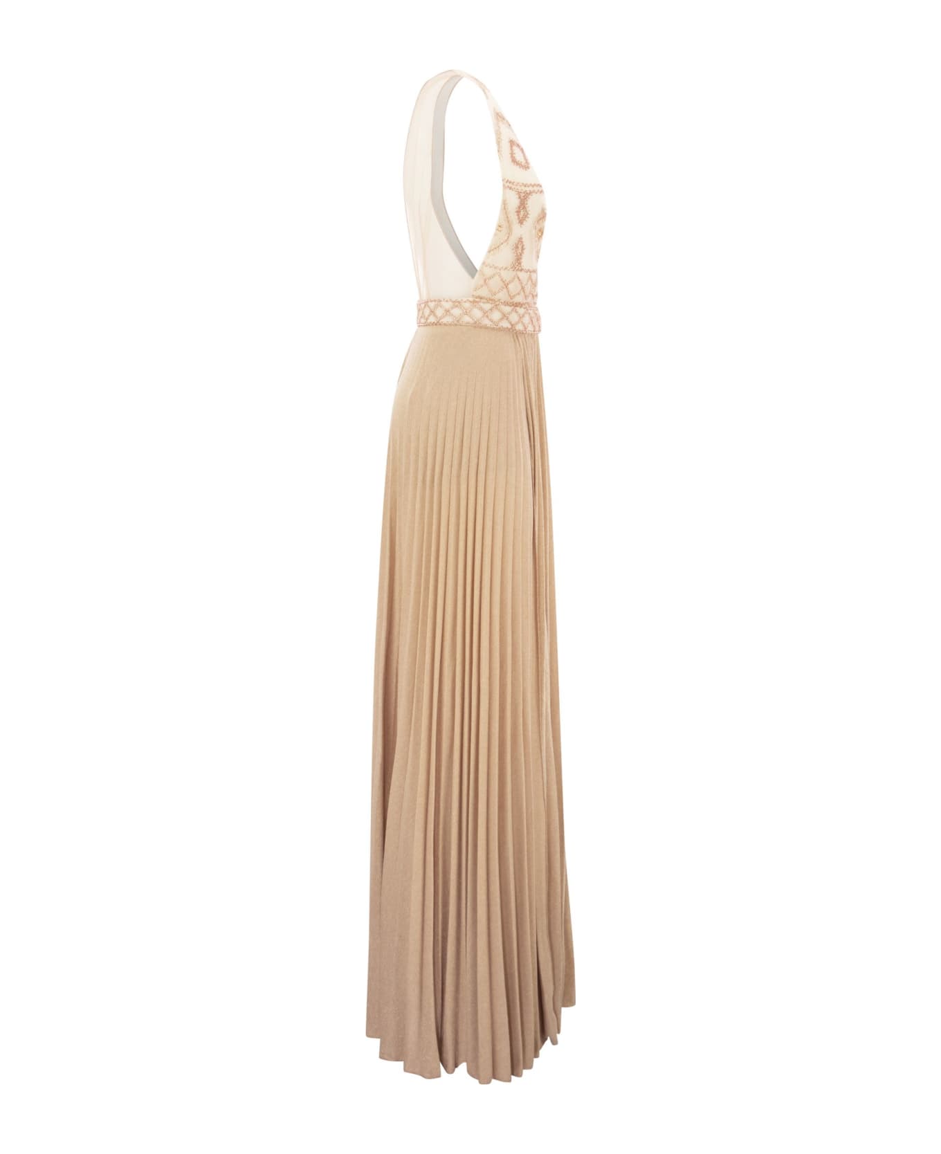 Elisabetta Franchi Red Carpet Dress With Embroidery - Pink