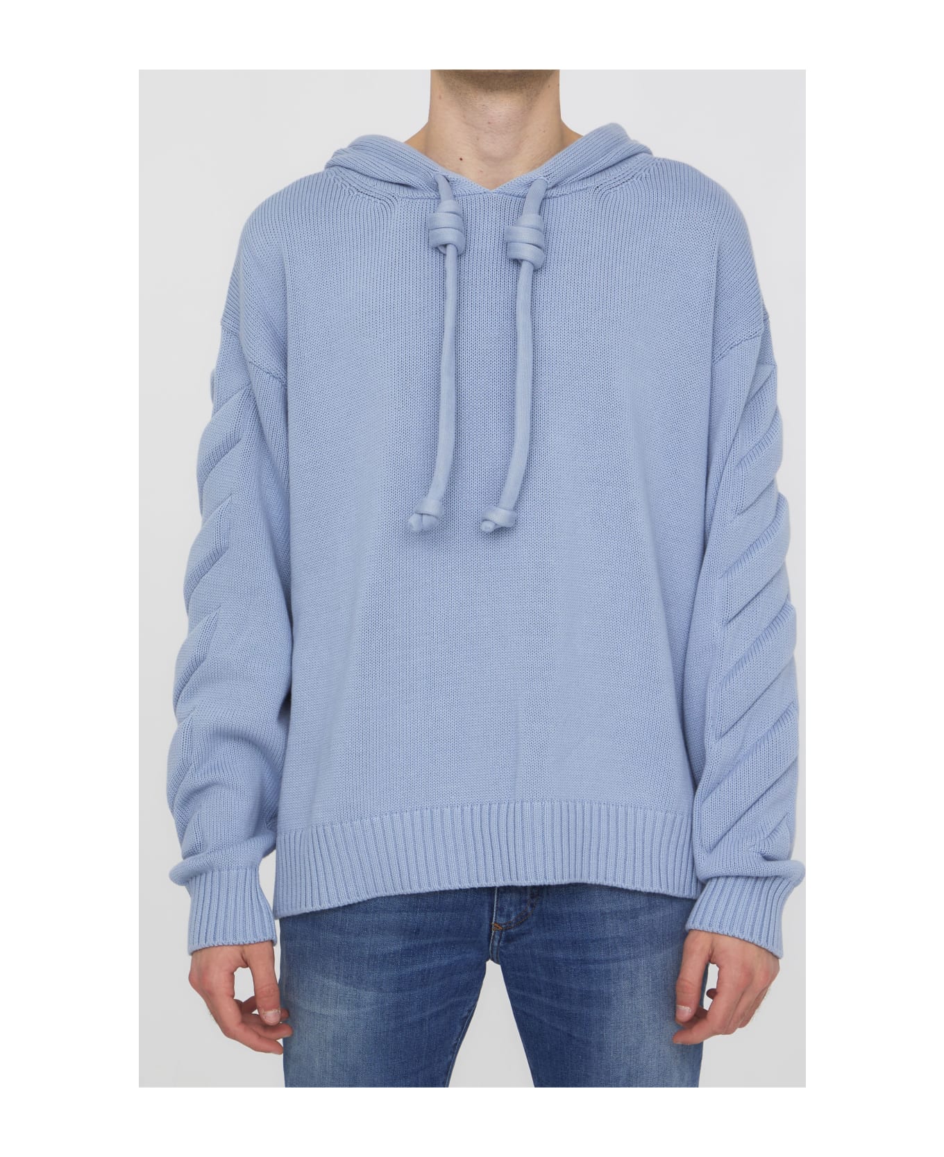 Off-White 3d Diag Knit Hoodie - Light Blue