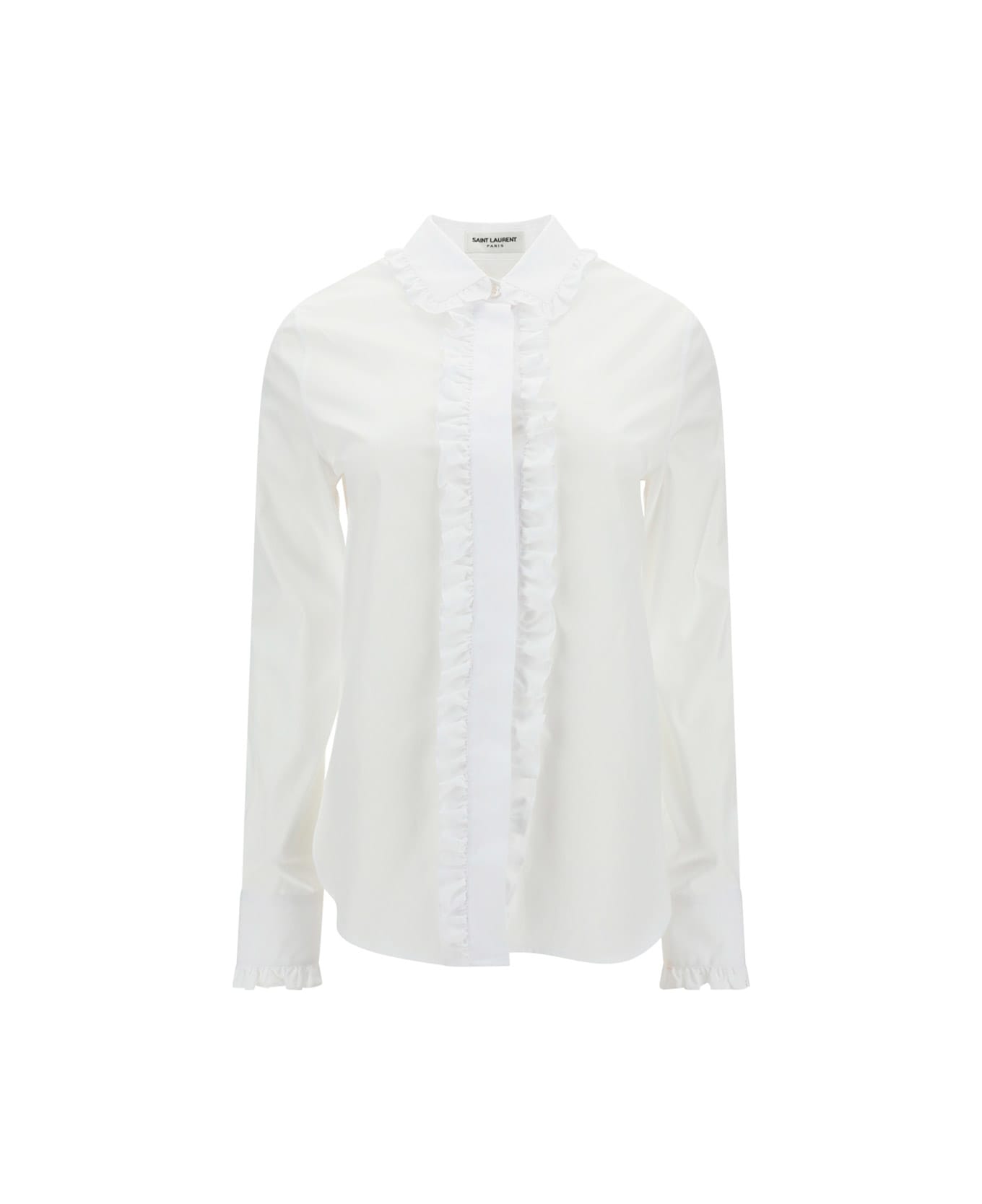 Saint Laurent Ruffled Button-up Shirt - Blanc
