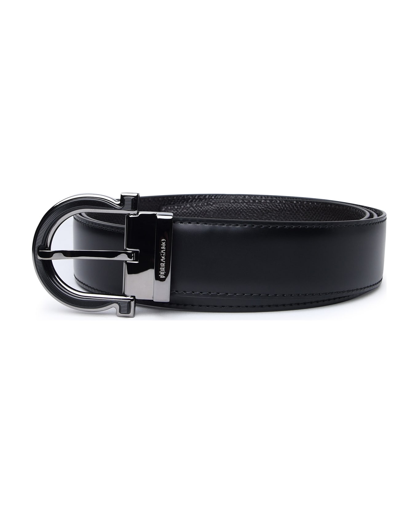 Ferragamo Black Leather Belt - Black