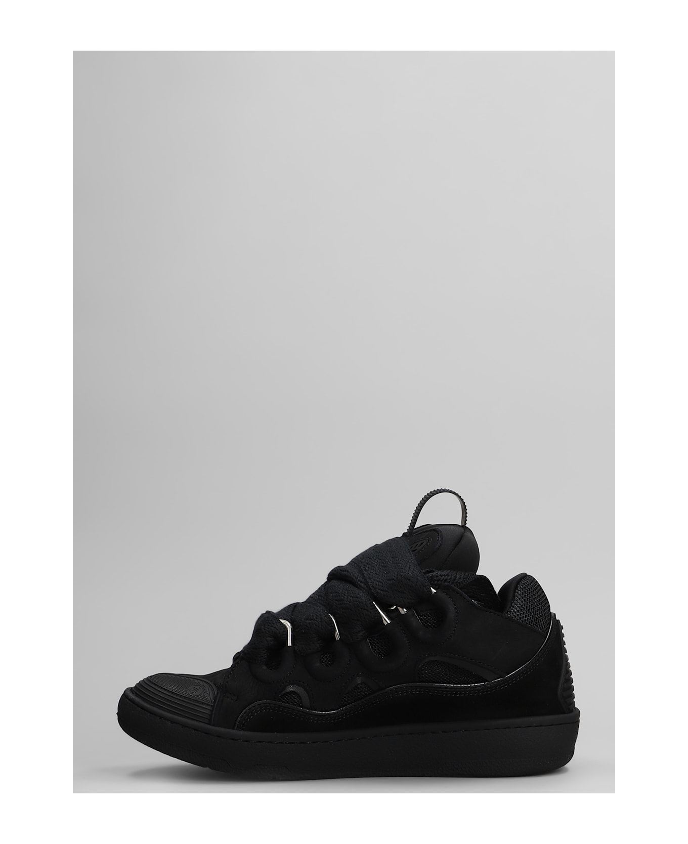 Lanvin Curb Sneakers In Black Suede And Leather - black