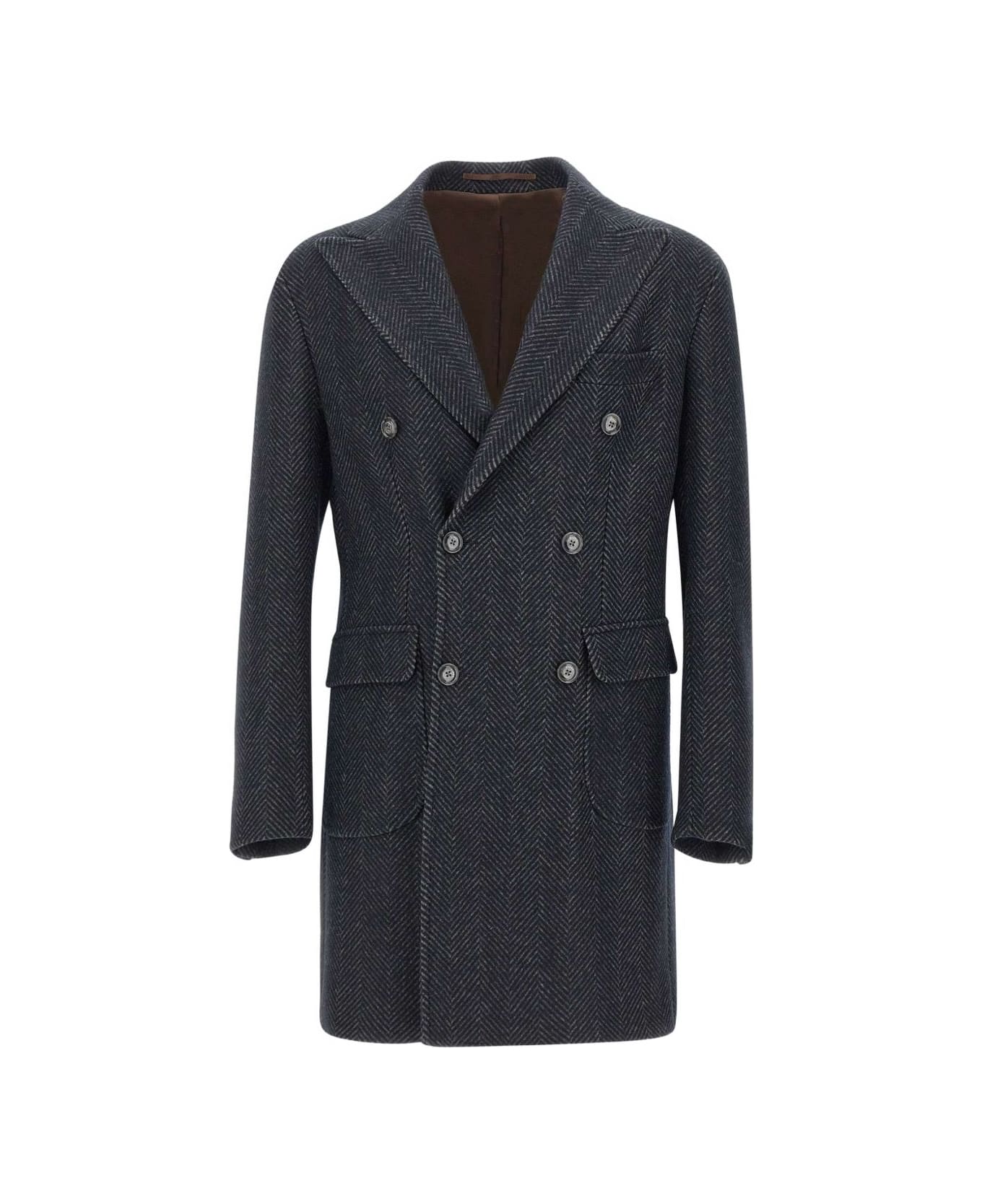Barba Napoli Barba Coat With Peak Lapels - Blue