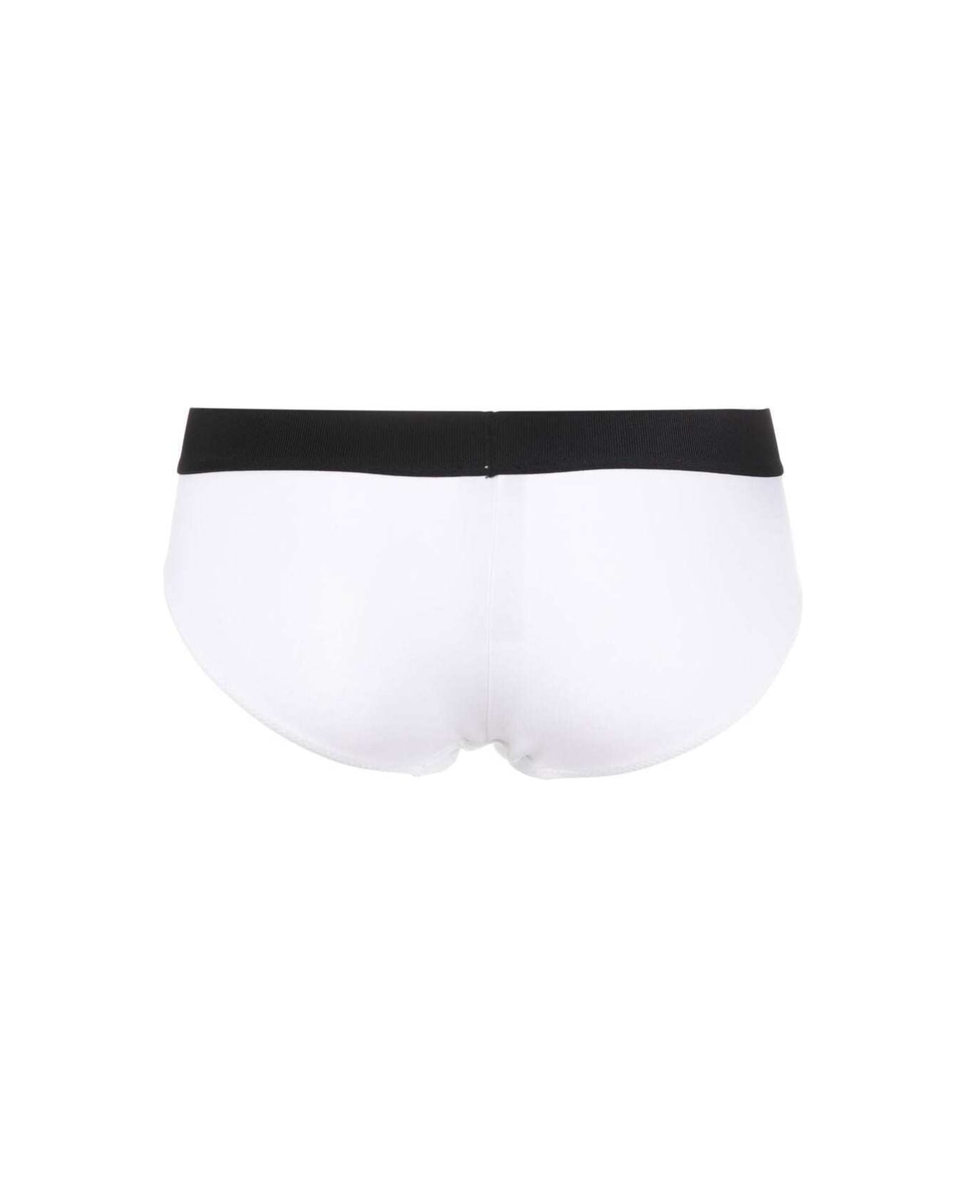 Tom Ford 'signature Boy Short' White Brief With Logo Waistband In Stretch-jersey Woman - White