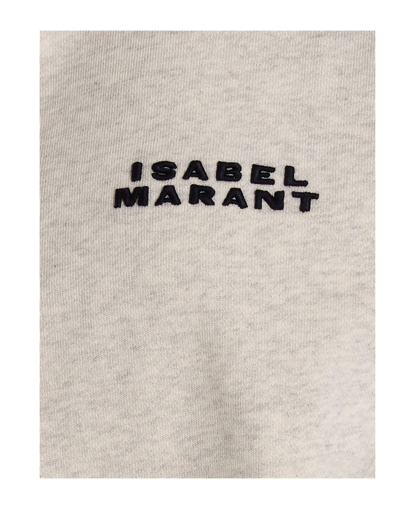 Isabel Marant Cropped Sweatshirt With Contrasting Logo Embroidery - Beige