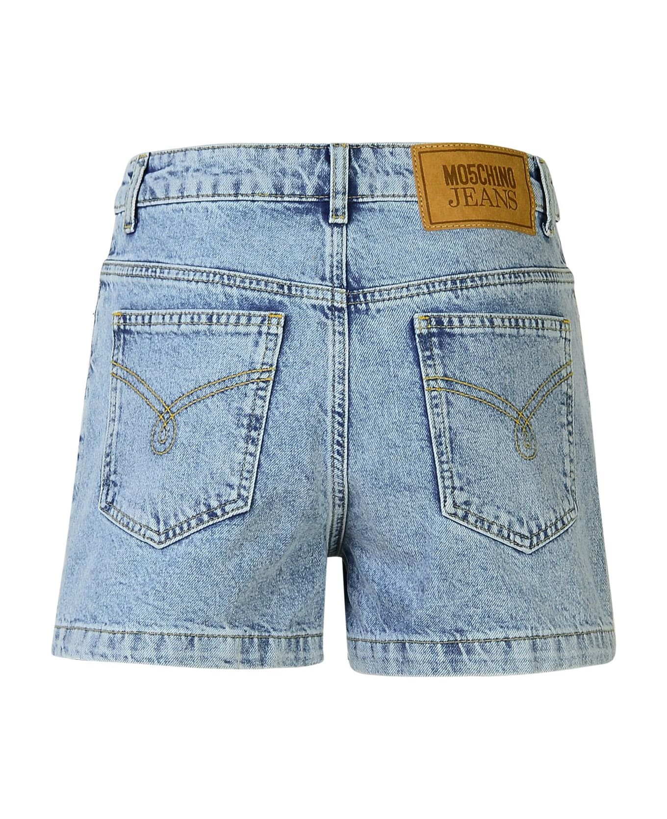 M05CH1N0 Jeans Light Blue Cotton Jeans Shorts - Light Blue ショートパンツ