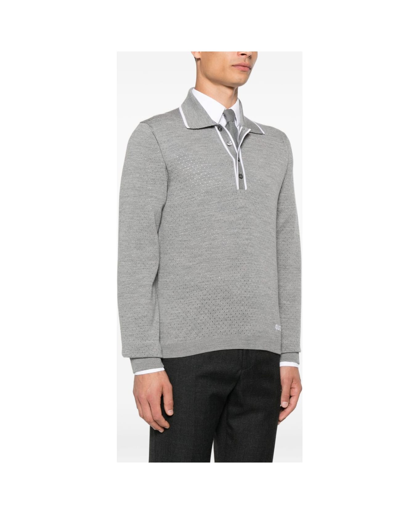 Gucci Wool Long-sleeves Polo Shirt - Grey