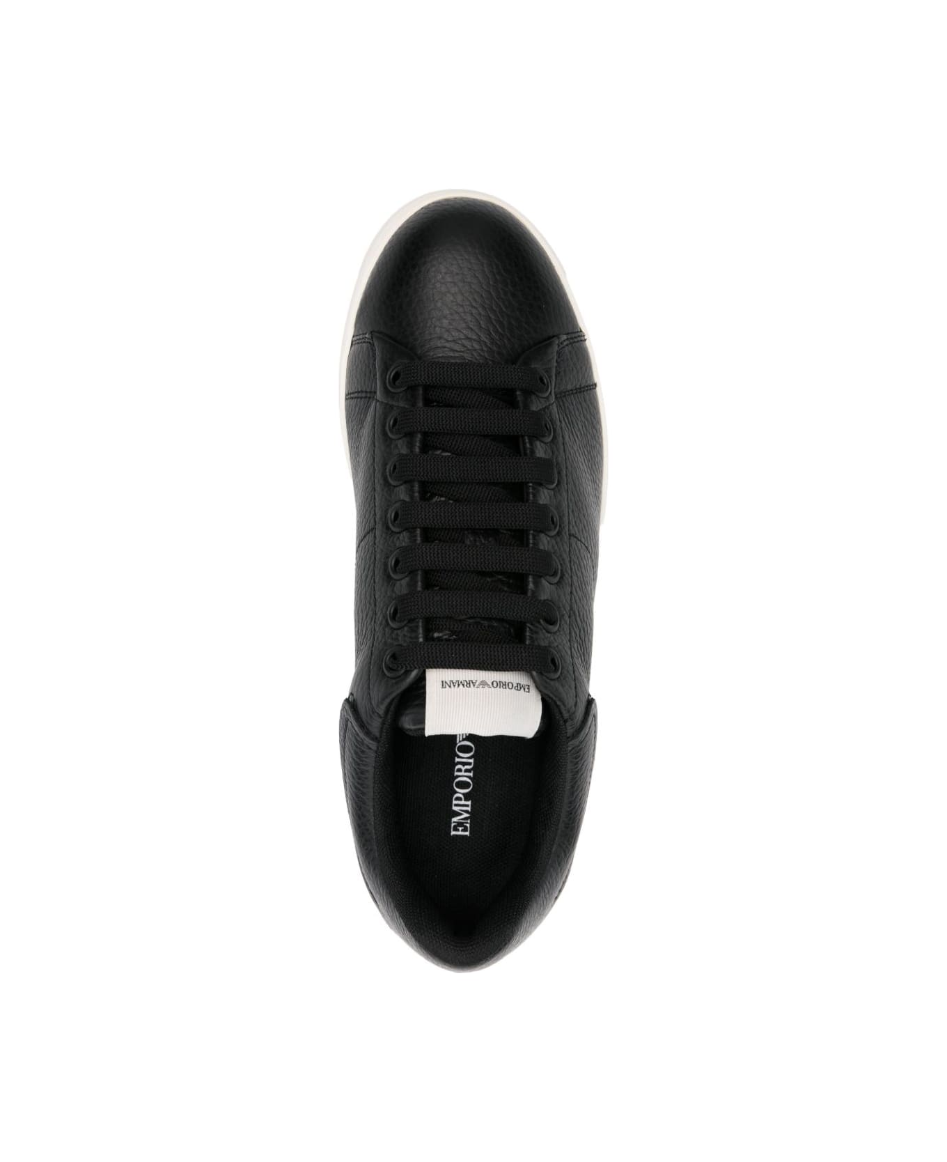 Emporio Armani Leather Sneakers - Black