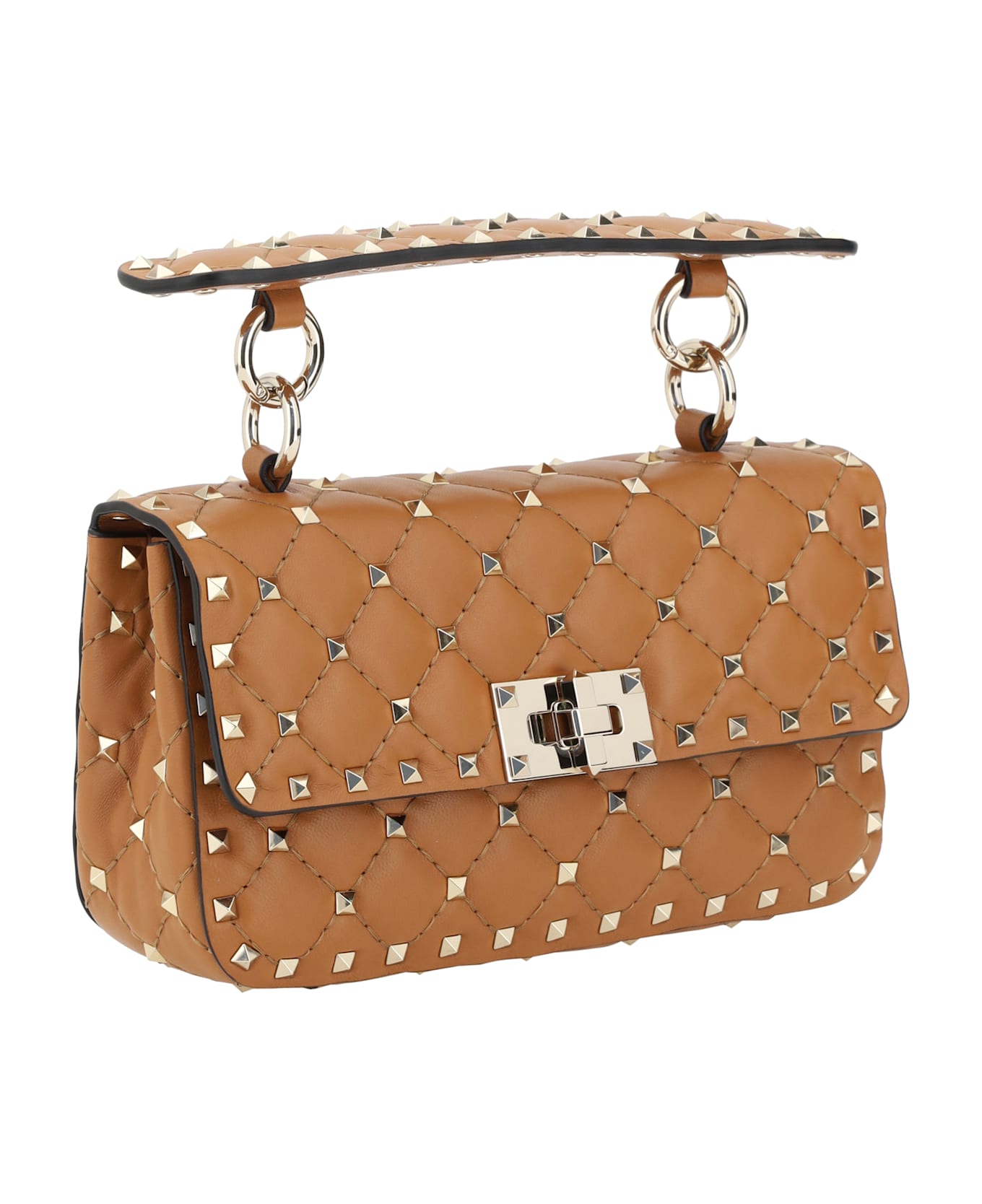 Valentino Garavani Rockstud Spike Small Leather Handbag - Brown