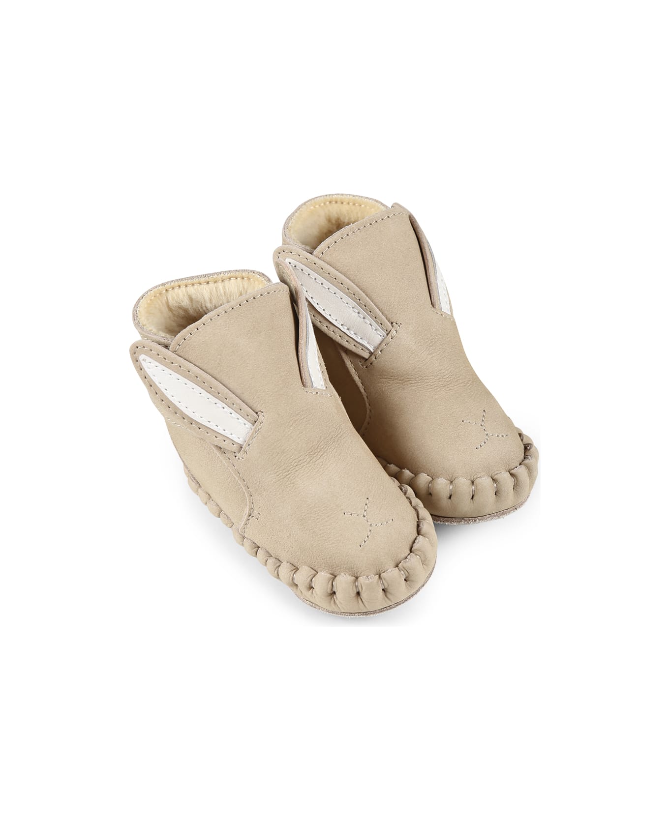 Donsje Beige Ankle Boots For Babykids With Rabbit - Beige