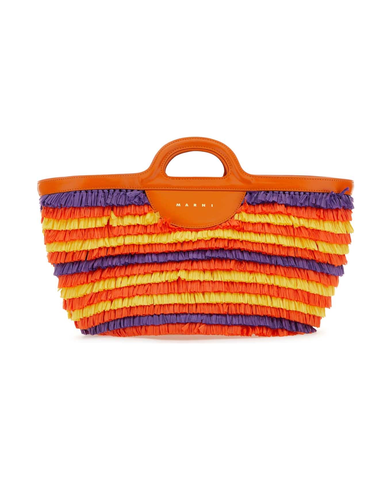 Marni Multicolor Fabric Tropicalia Summer Handbag - CARROTYELLOWVIOLET