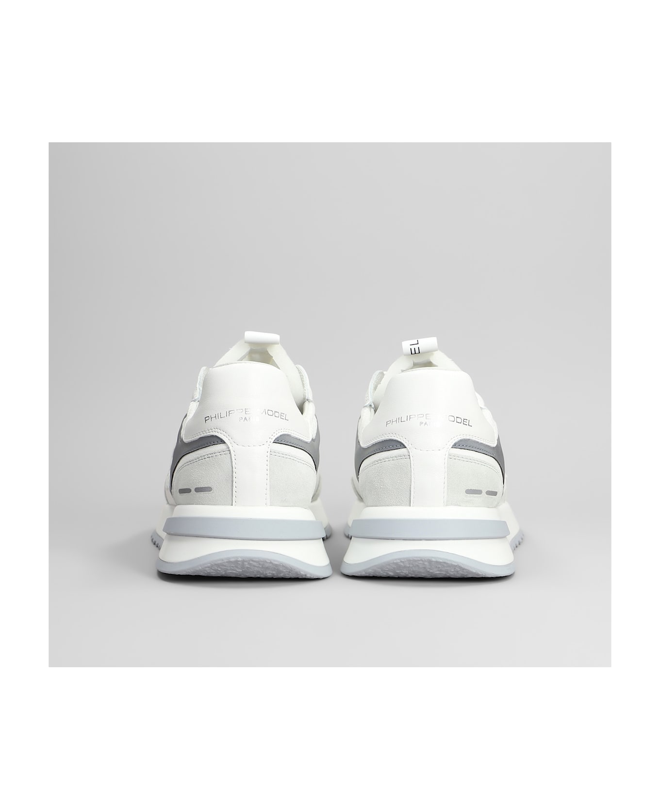 Philippe Model Olympique Low Sneakers In White Leather And Fabric - white