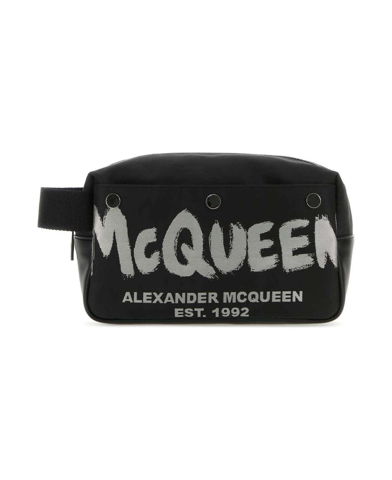 Alexander McQueen Black Fabric Mcqueen Graffiti Beauty Case - BLACKOFFWHITE