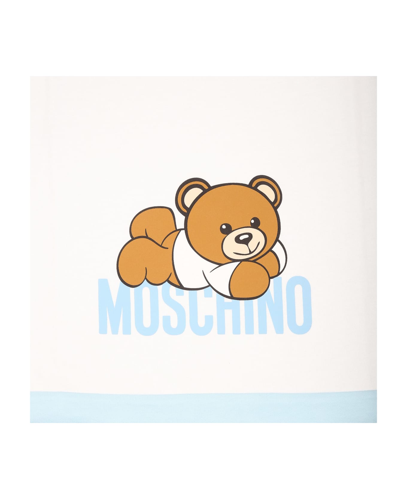 Moschino Liht Blue Blanket For Baby Boy With Teddy Bear - Blu