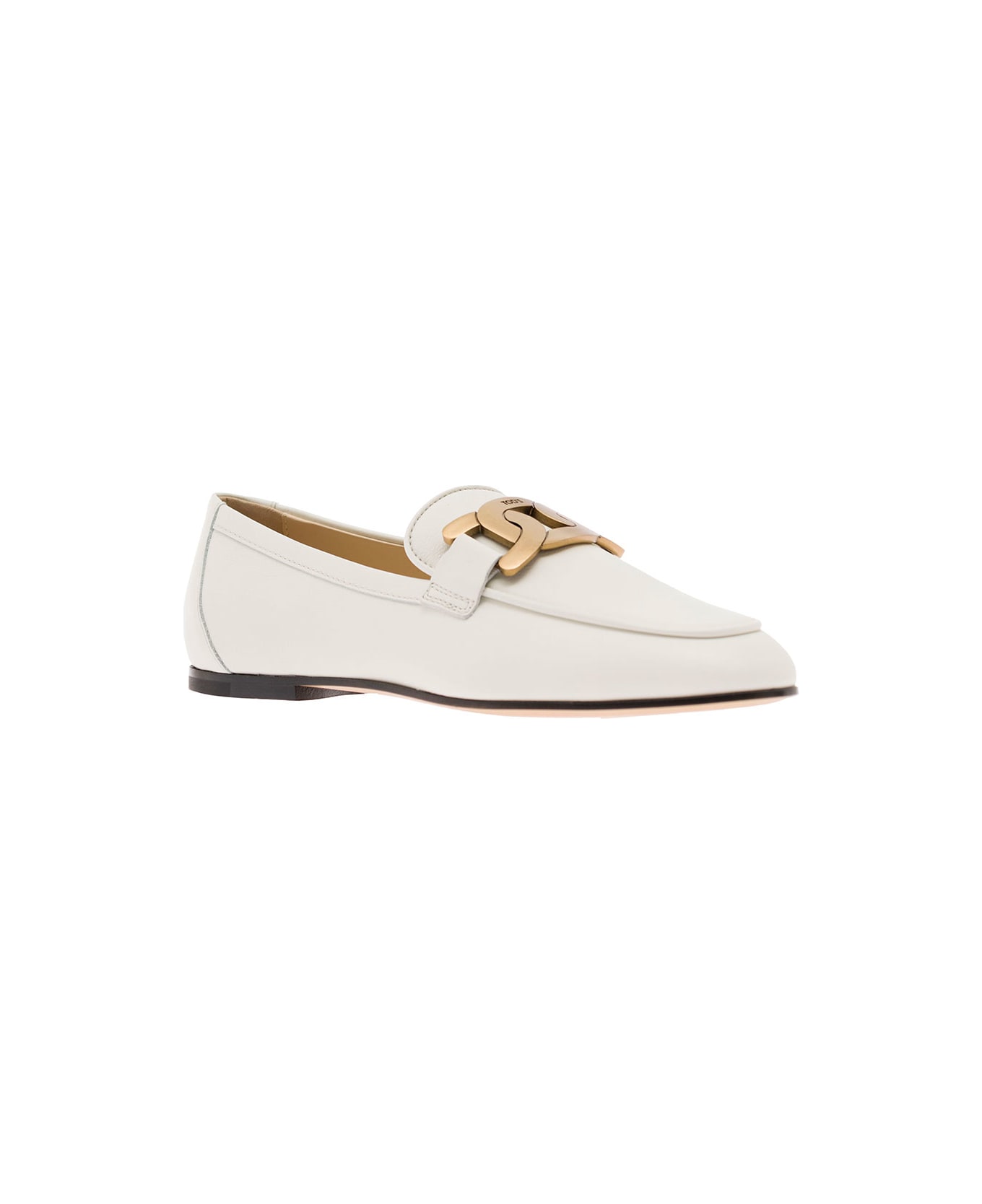 Tod's White Loafers With Chain Detail In Leather Woman - White