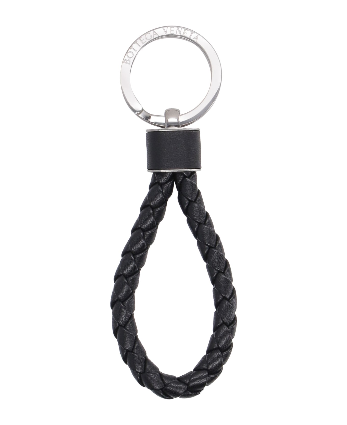 Bottega Veneta Intrecciato Leather Keyring - BLACK