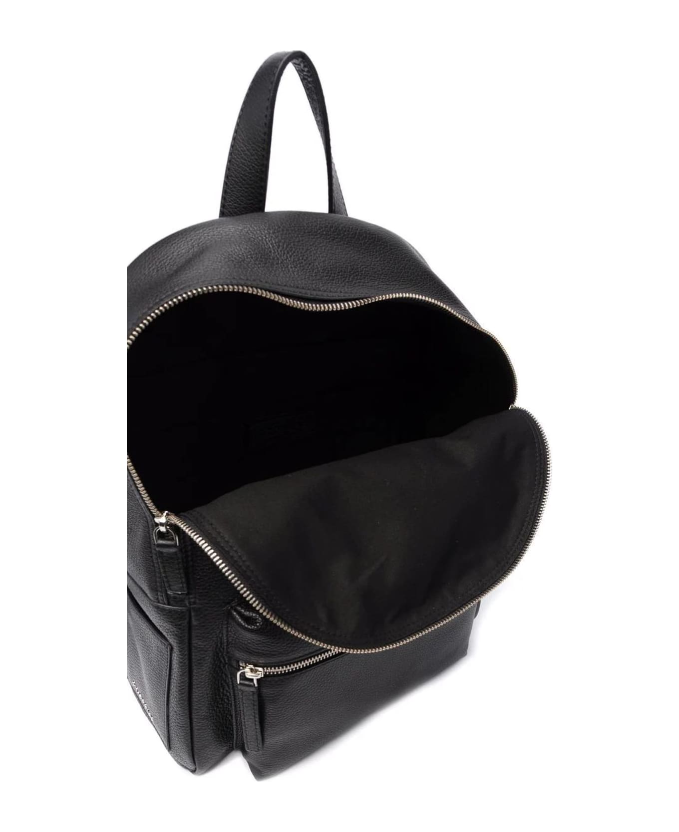 Orciani Black Calf Leather Micron Backpack - Black