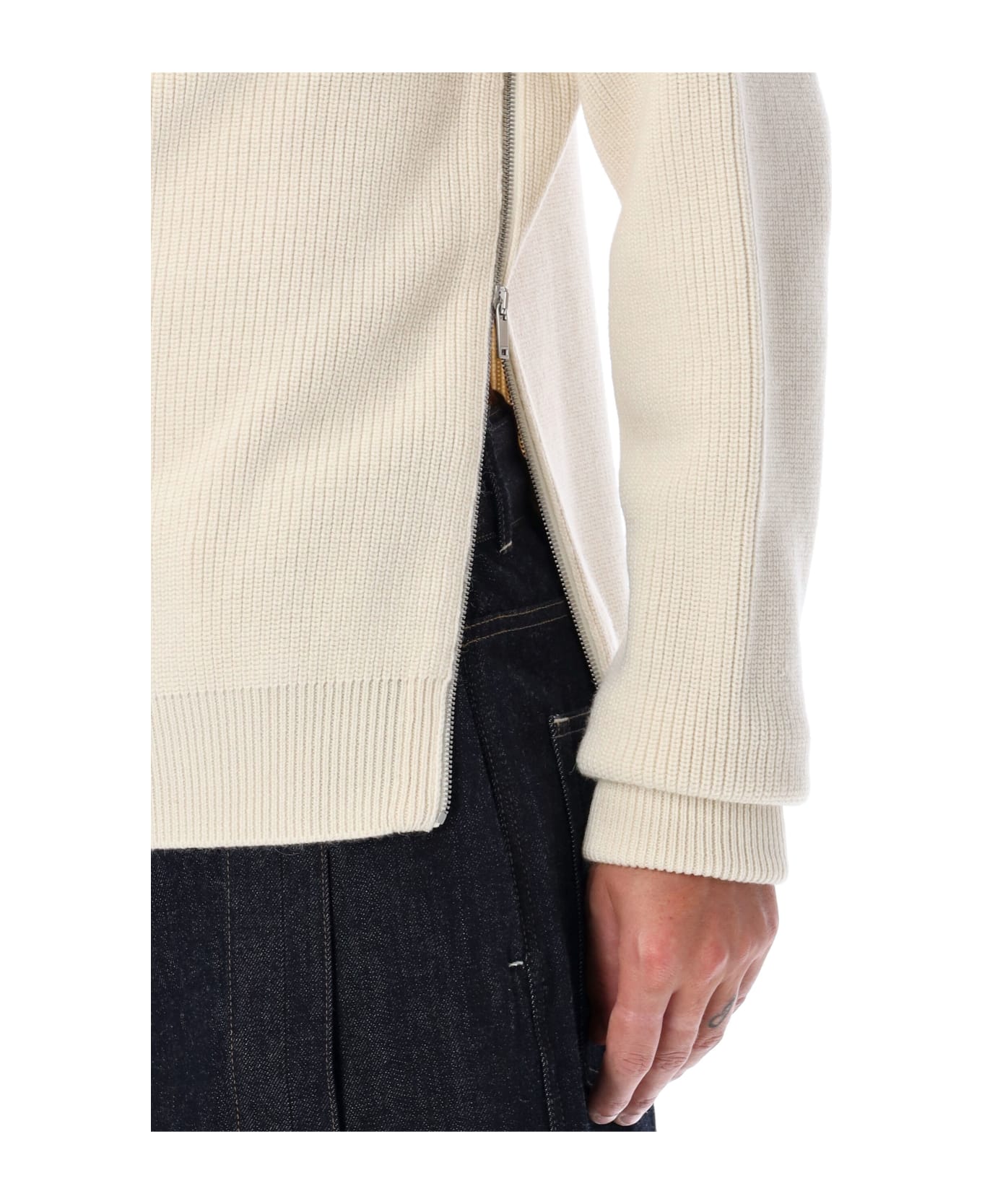 Jil Sander High Neck Sweater Zip Side - NATURAL ニットウェア