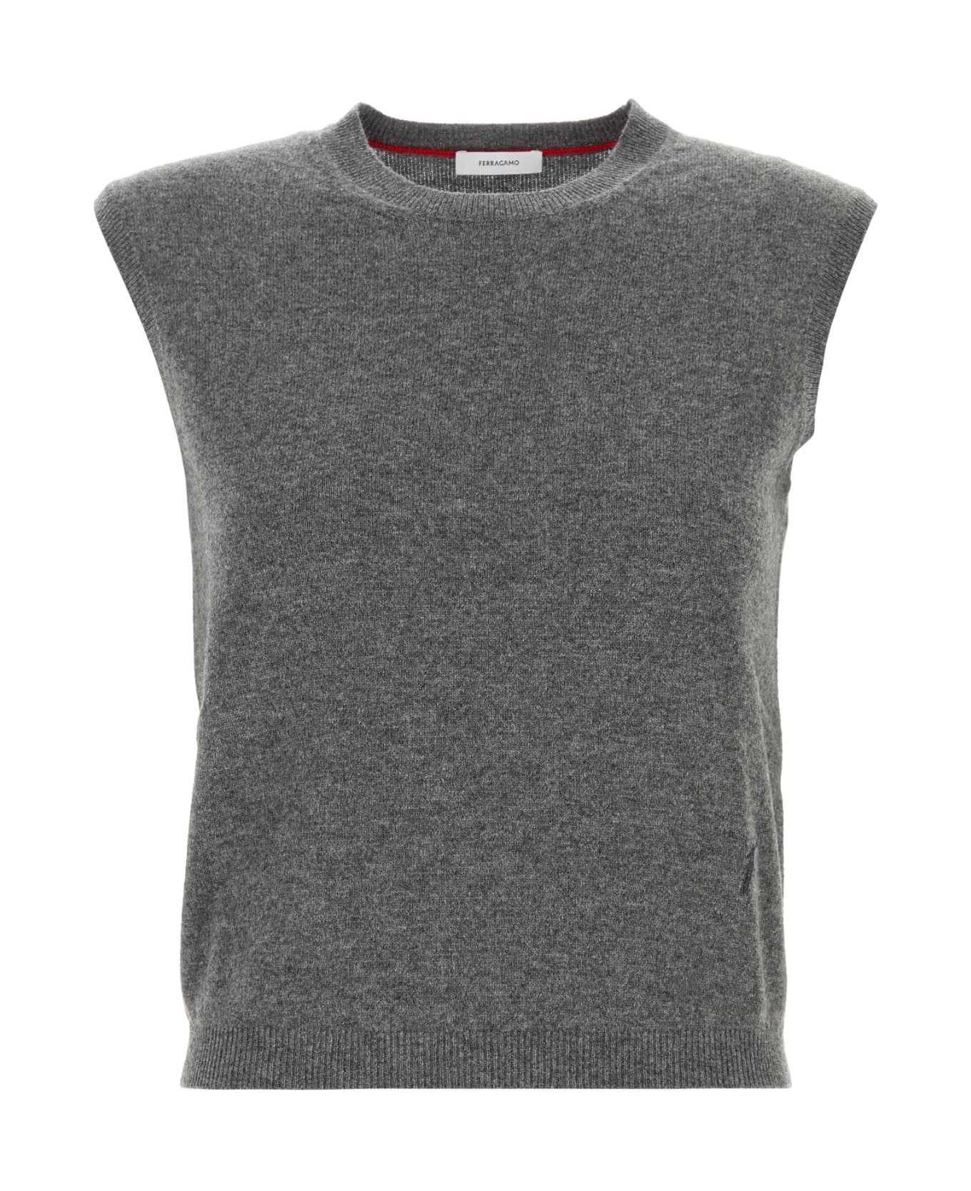 Ferragamo Grey Stretch Cashmere Blend Vest - GRIGIOMELANGE