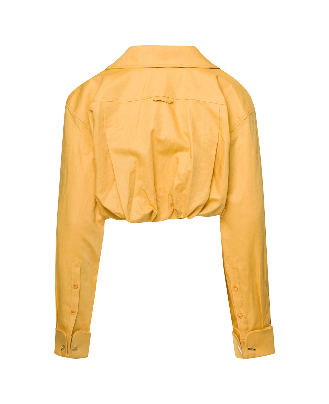 Jacquemus 'la Chemise Machou' Yellow Bolero Shirt In Cotton Blend Woman - Yellow