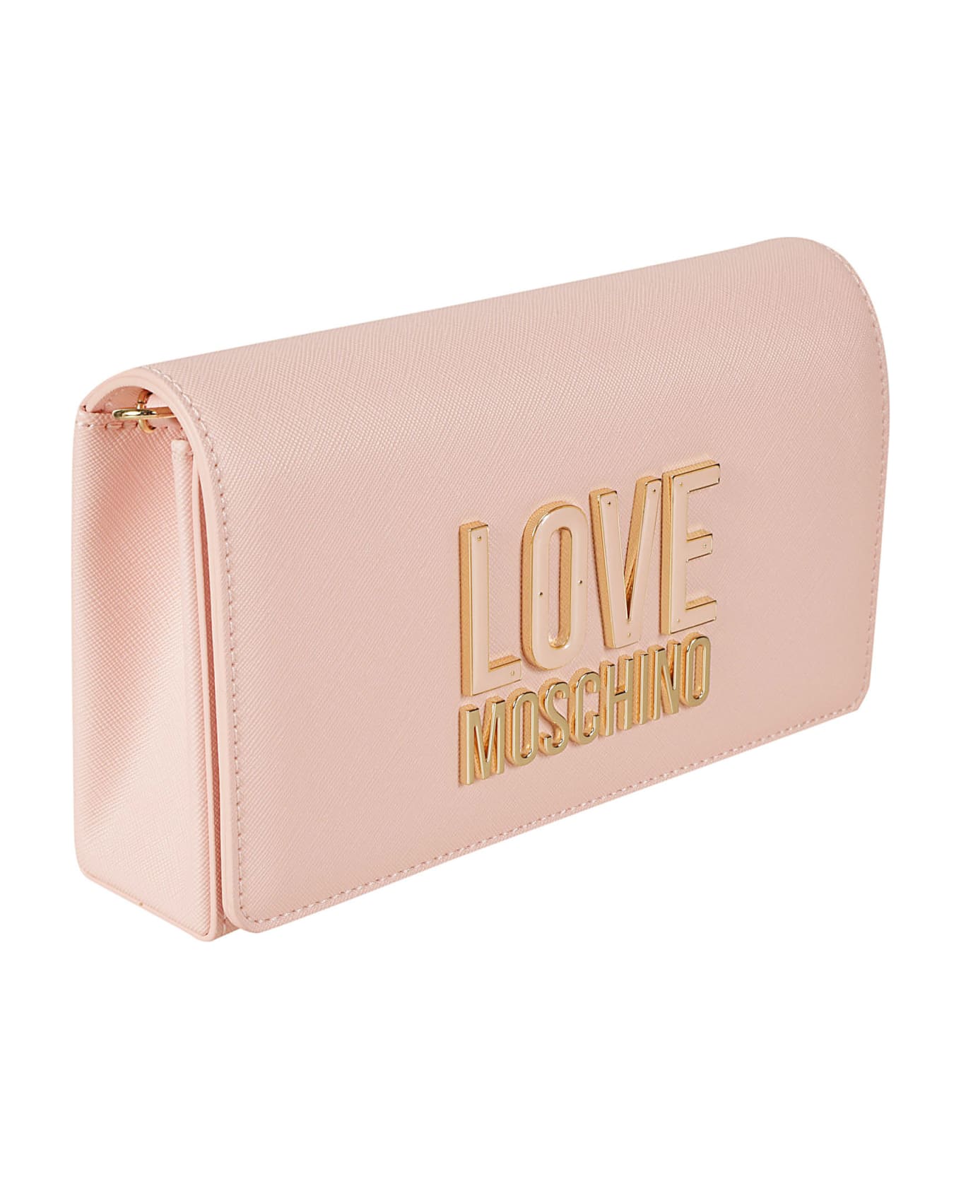 Love Moschino Logo Embossed Flap Shoulder Bag - Pink クラッチバッグ