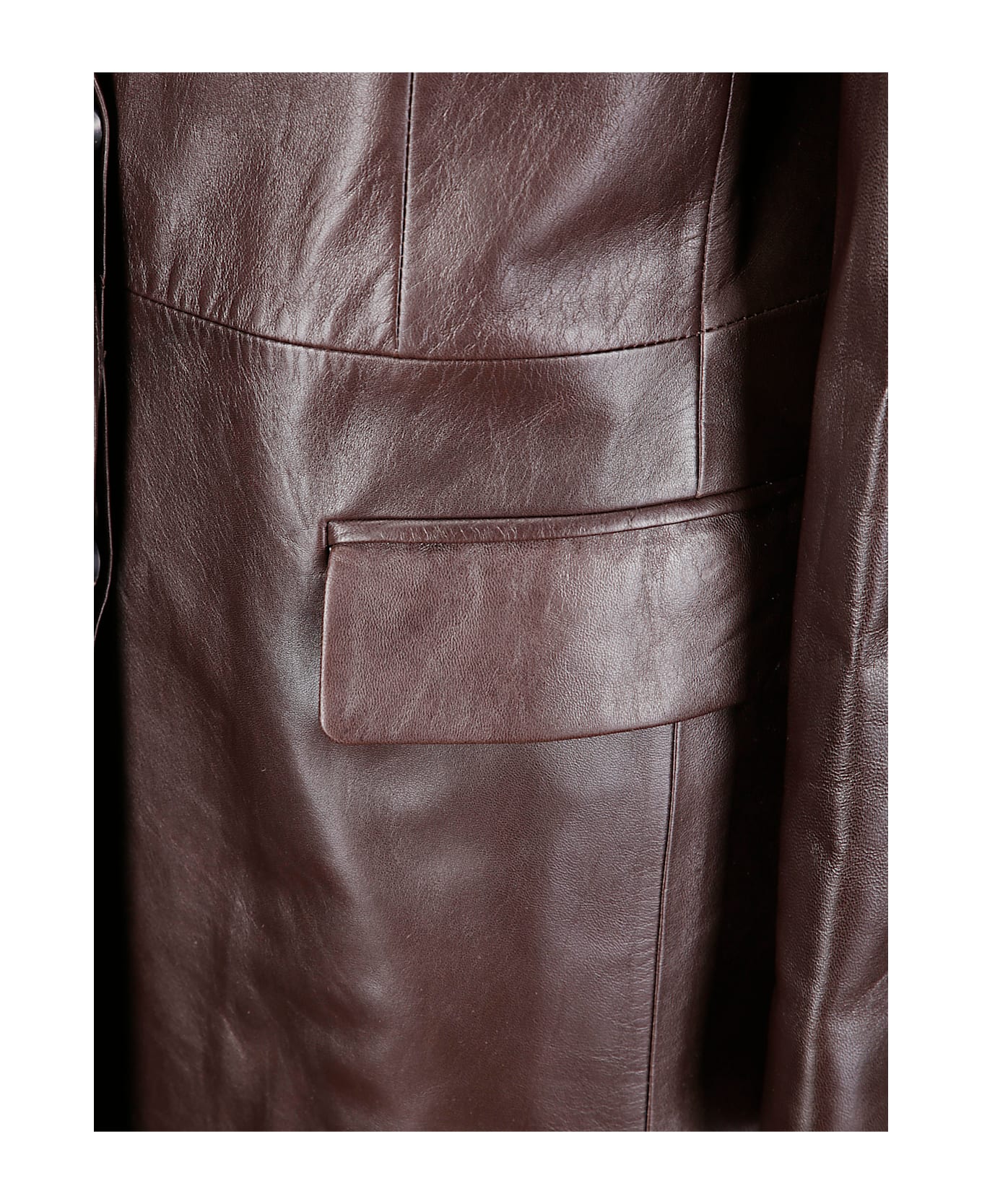 Desa 1972 Leather Redingote Coat - Dark Coffee