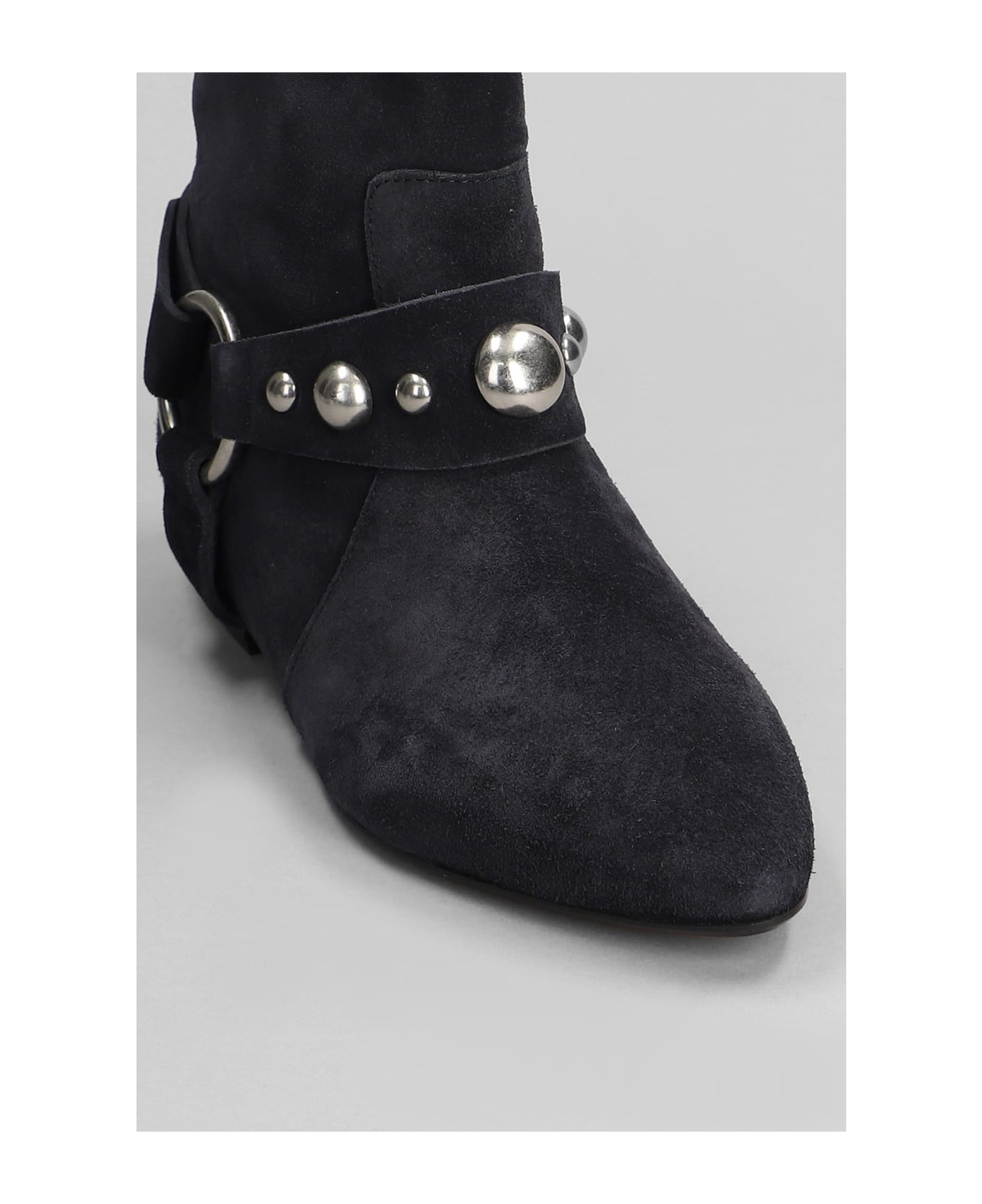 Isabel Marant Siago Low Heels Ankle Boots In Black Suede - black