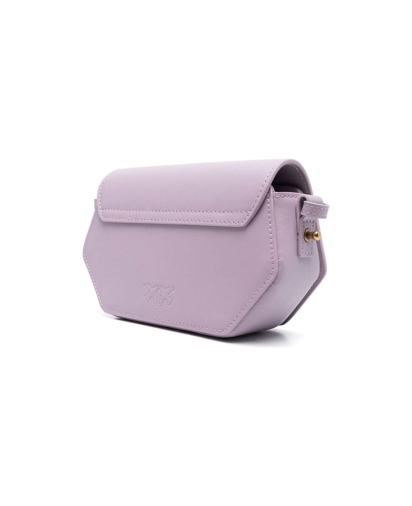 Pinko 'love Baby Click Exagon' Light Purple Shoulder Bag With Logo Patch In Smooth Leather Woman Pinko - Violet