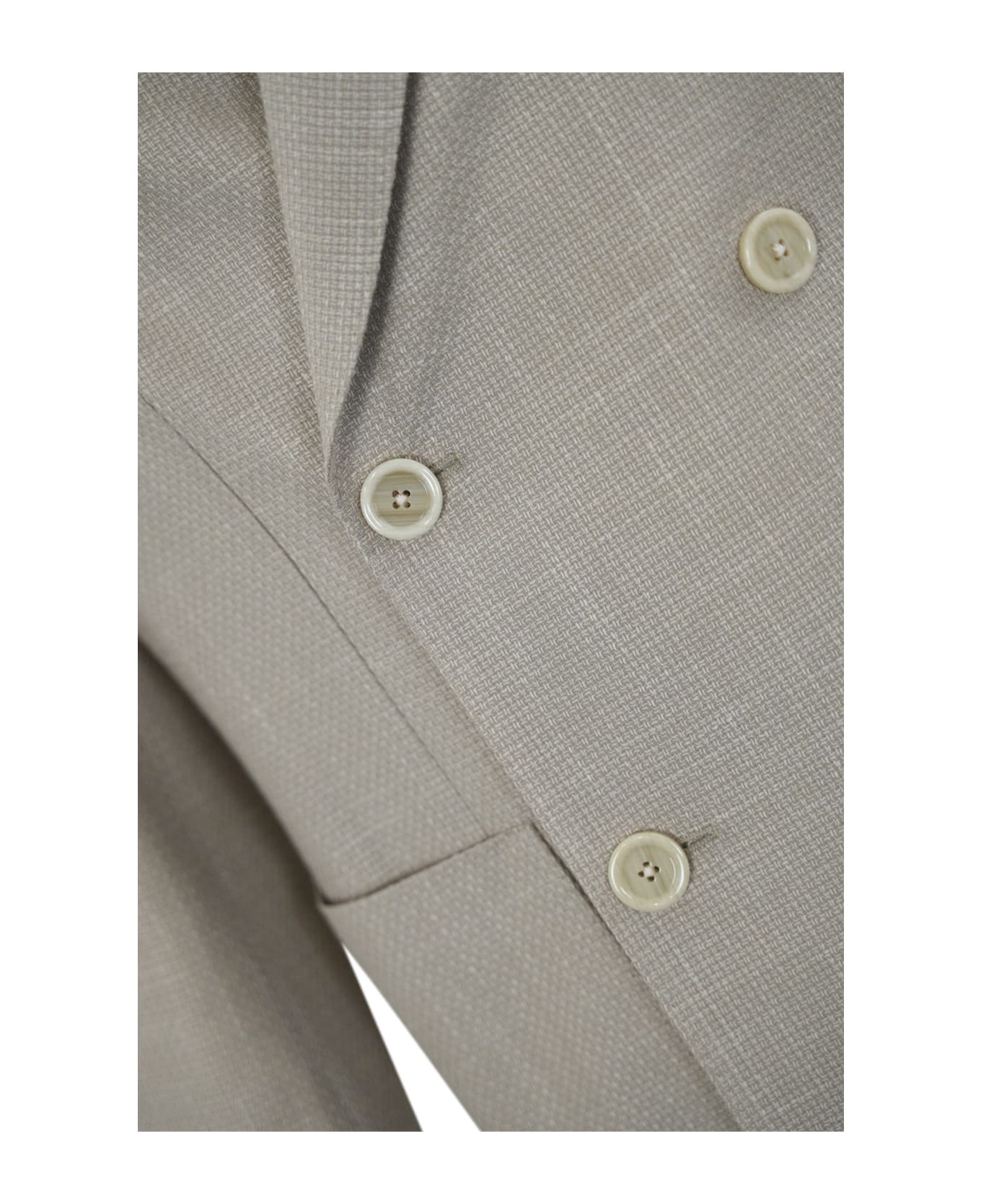 Lardini Roma Double-breasted Jacket In Wool, Linen And Silk - Beige