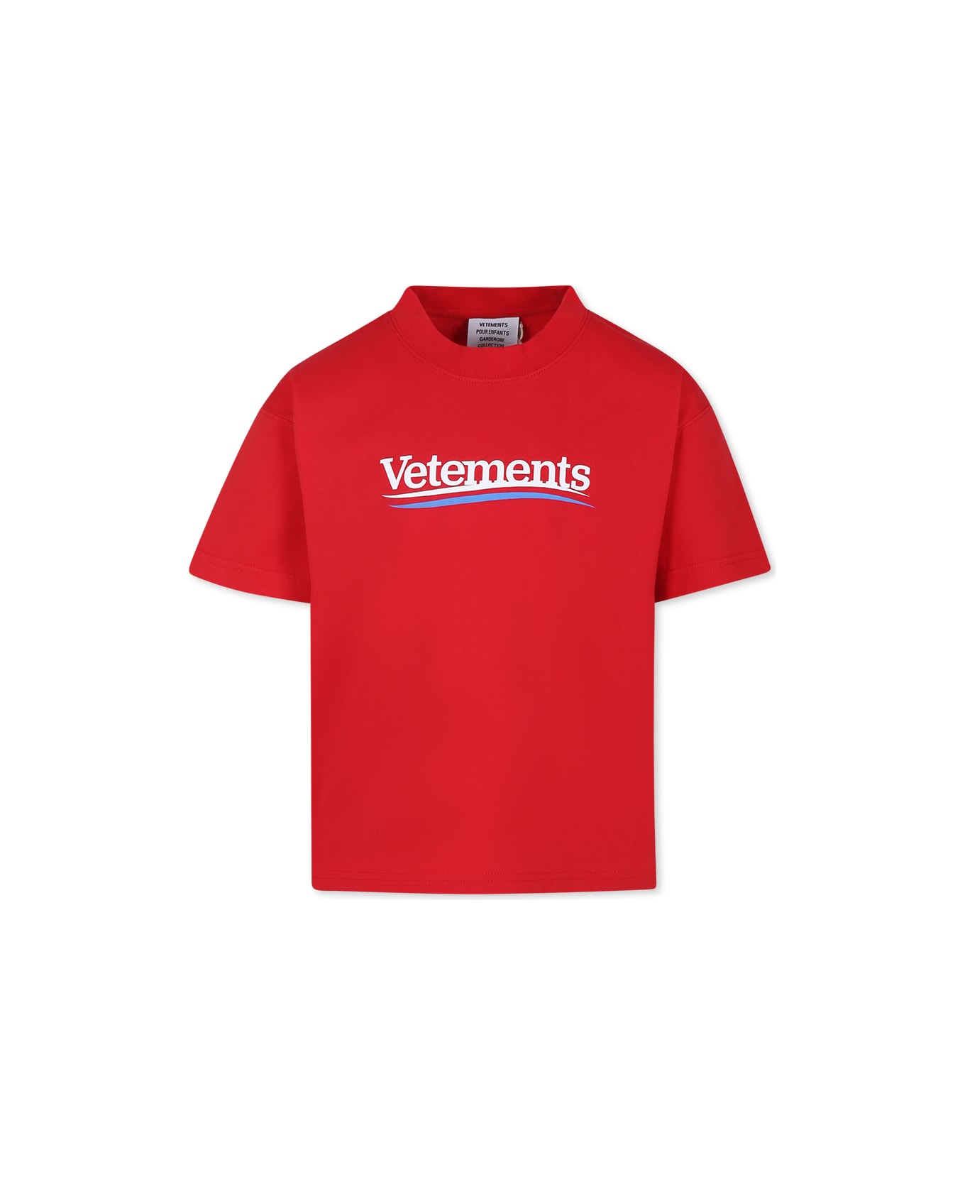 VETEMENTS Red T-shirt For Kids With Logo - Red