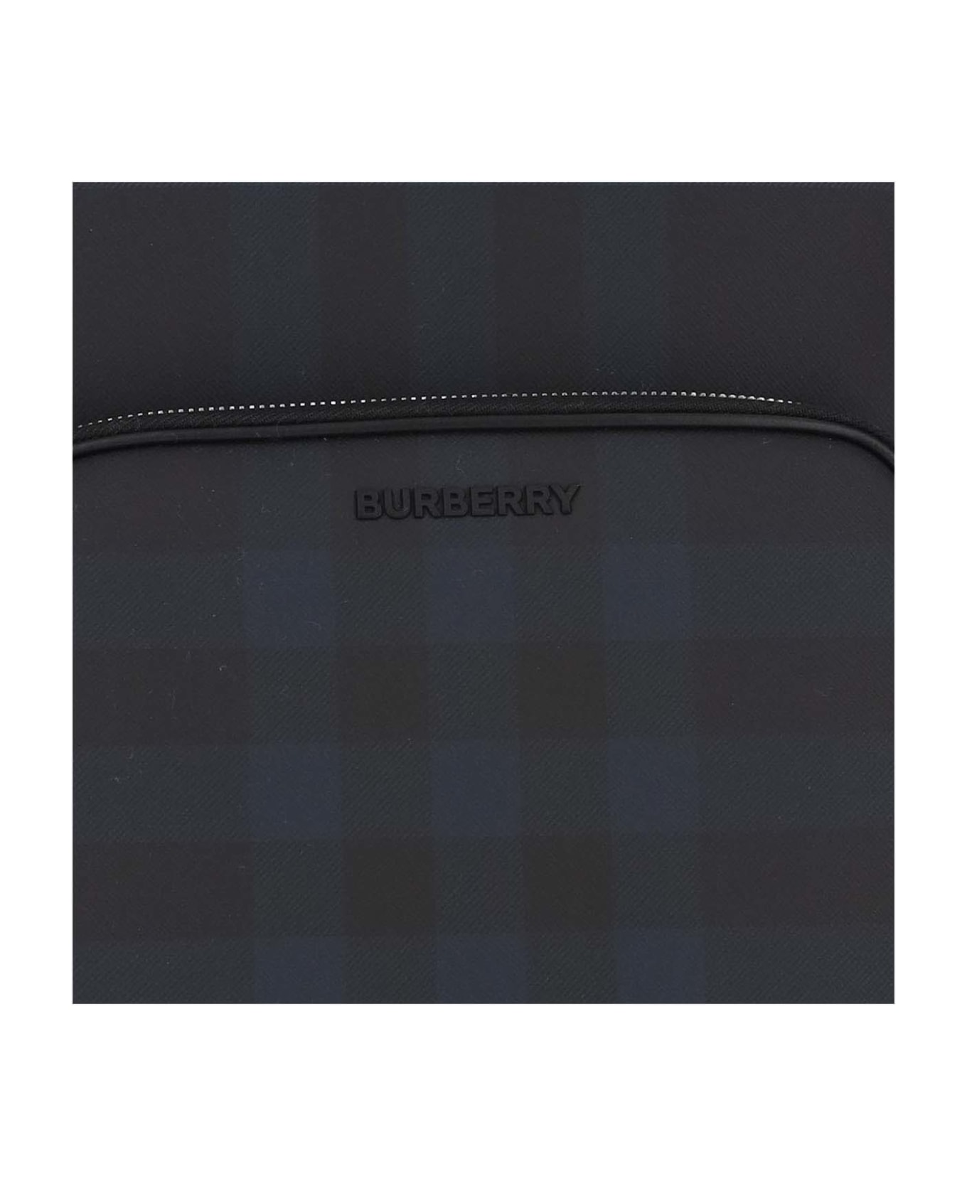 Burberry Technical Fabric Backpack With Check Pattern - Blue