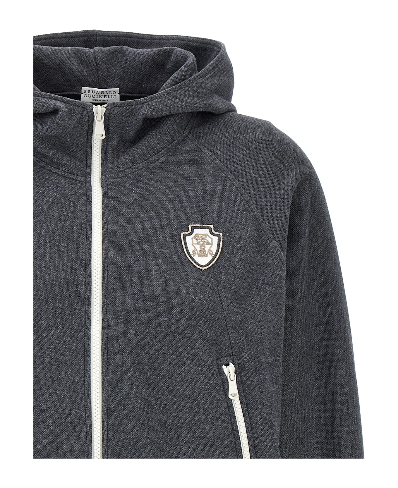 Brunello Cucinelli Logo Hoodie - Gray