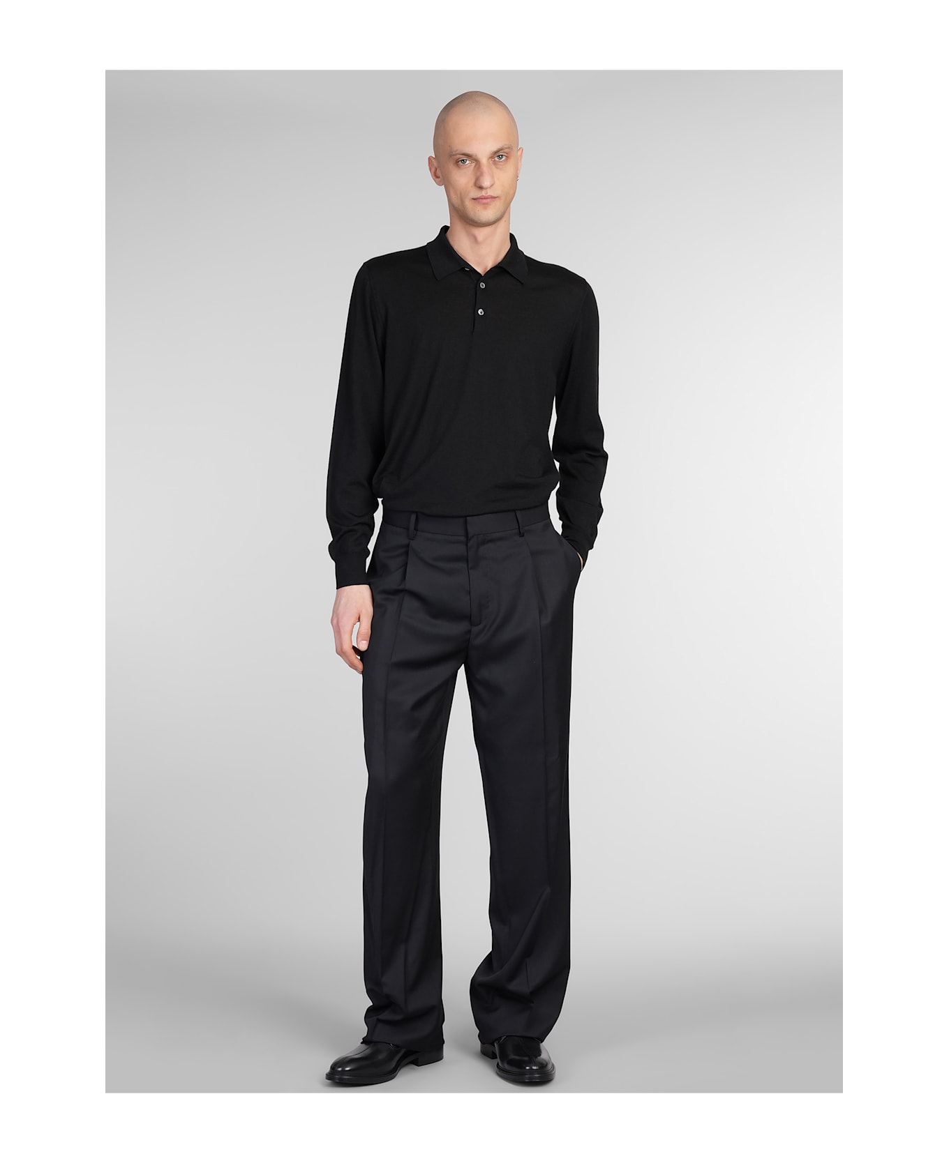 Lardini Polo In Black Wool - black