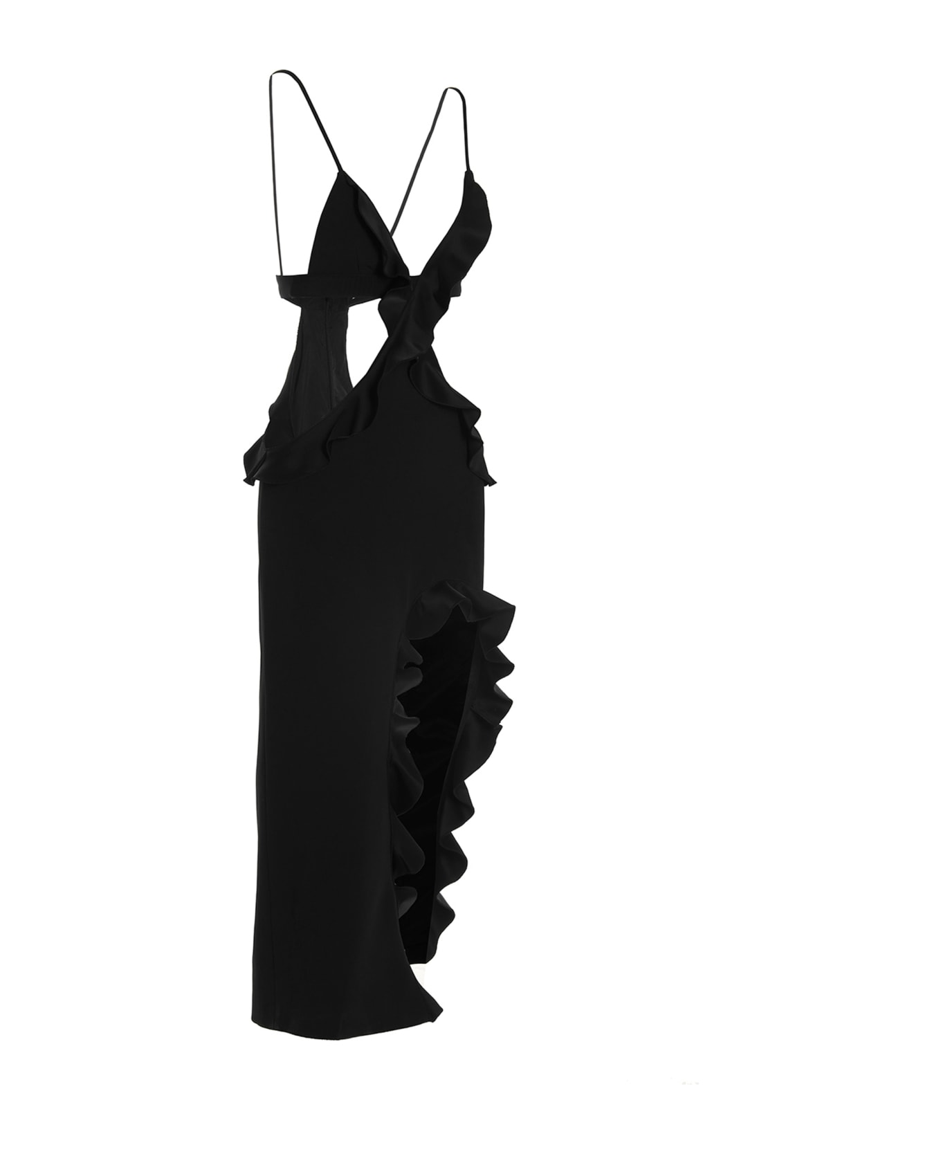 David Koma 'crossbody & Open Leg Ruffle' Dress - Black  