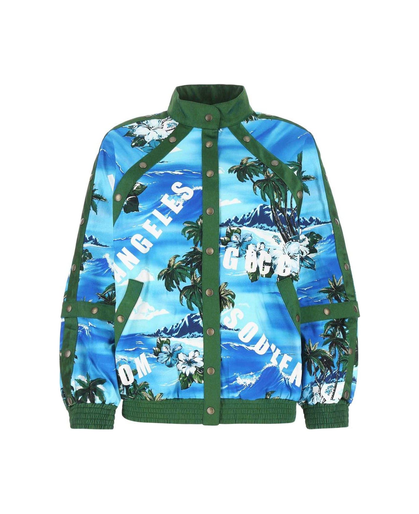 Gucci Graphic Printed Long-sleeved Jacket - Blu/Verde