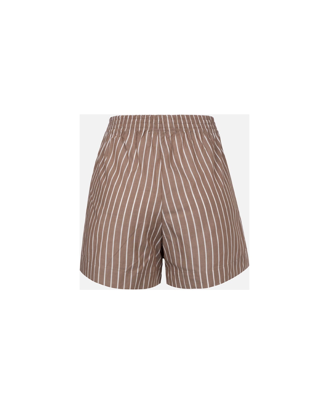 MC2 Saint Barth Woman Cotton Striped Pull Up Shorts Meave - BROWN