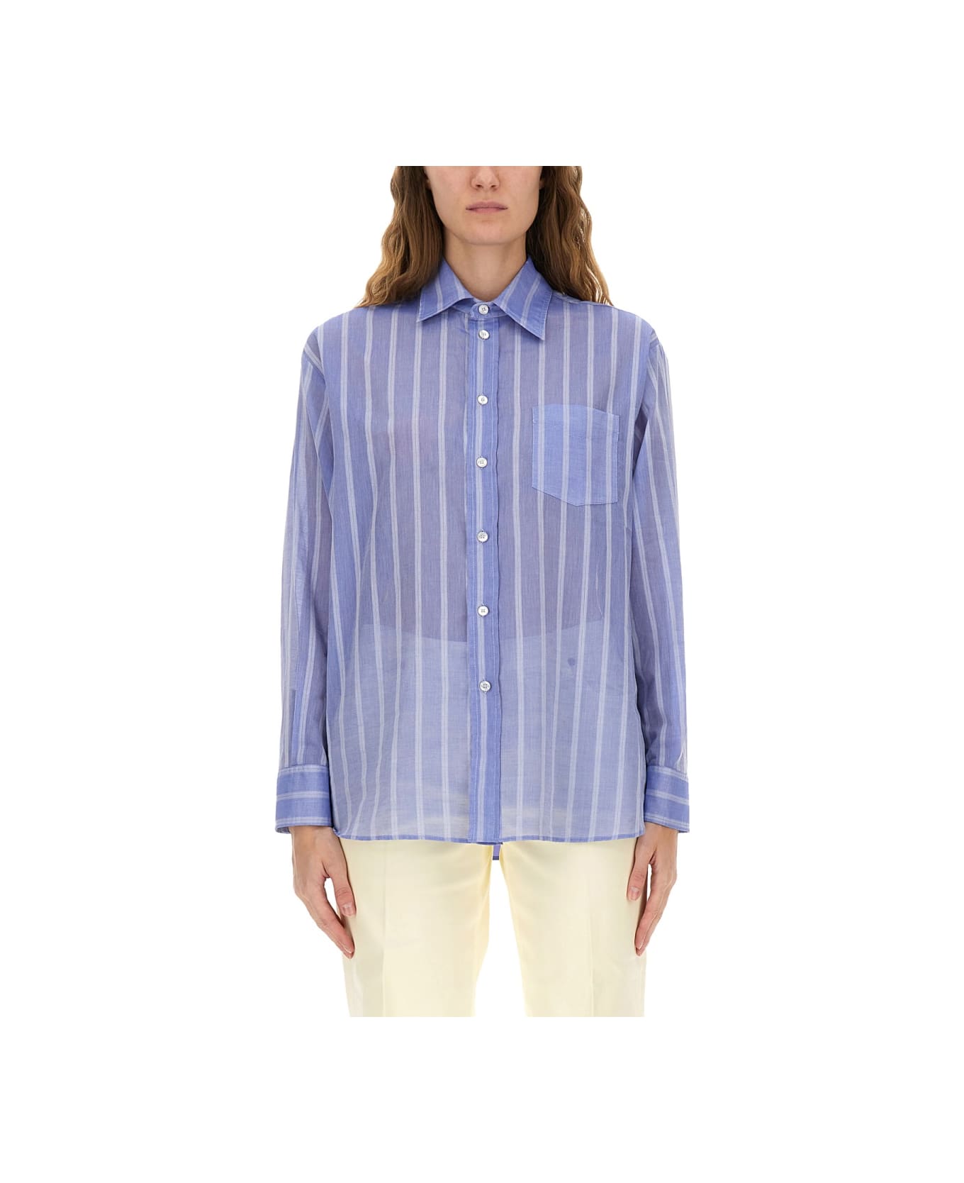 Etro Striped Cotton Shirt - BABY BLUE