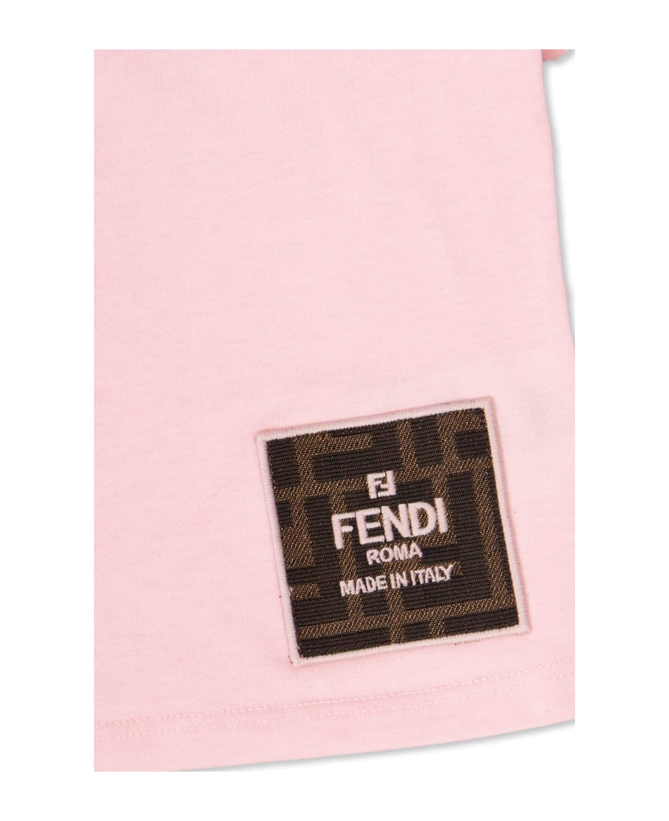 Fendi Logo Patch Crewneck T-shirt - Rosa