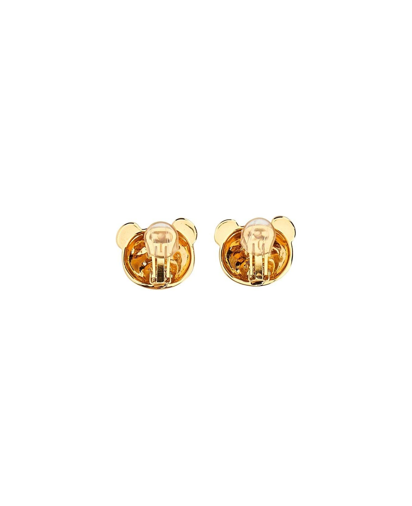 Moschino Teddy Bear Engraved Clip-on Earrings - GOLD
