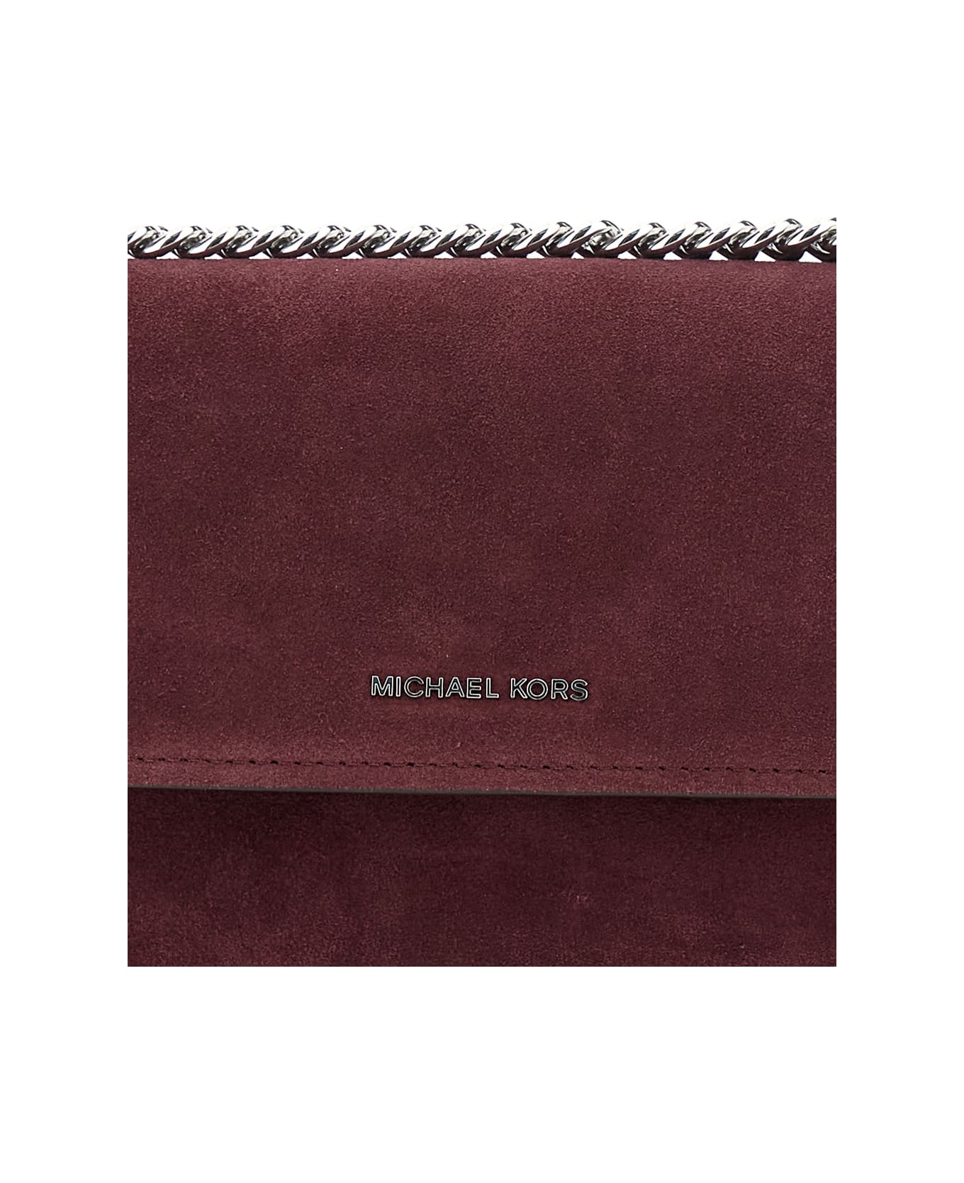 MICHAEL Michael Kors Bordeaux Shoulder Bag With Chain Strap And Front Logo In Suede Woman - Bordeaux