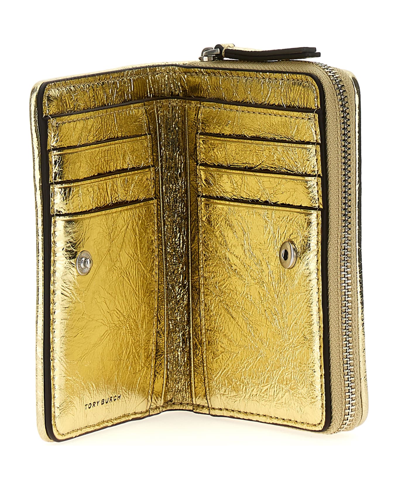 Tory Burch Fleming Soft Metallic Square Quilt Wallet - Gold