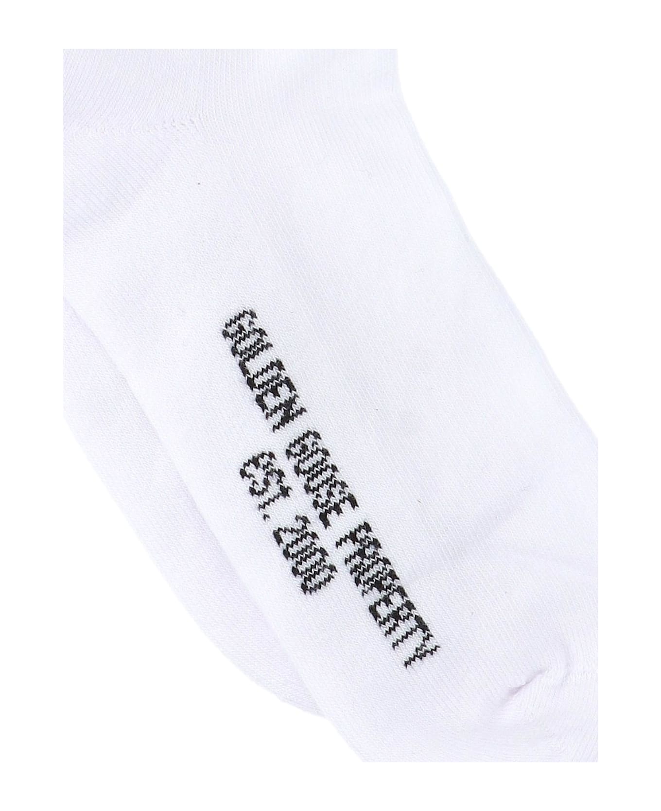 Golden Goose Rhinestone Logo Socks - WHITE/CRYSTAL