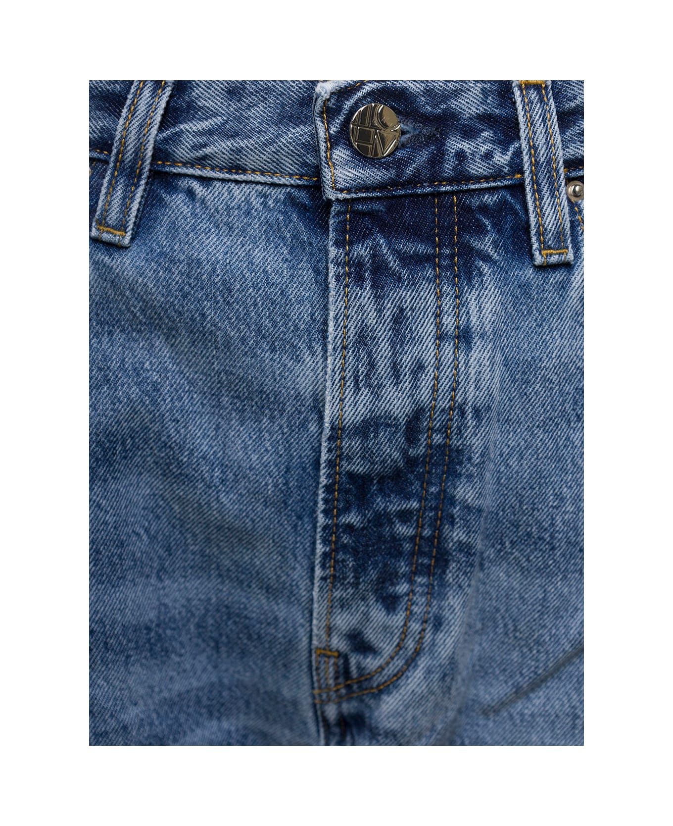 Totême Light Blue Straight Five-pockets Jeans With Logo Patch In Cotton Denim Woman - Blue デニム